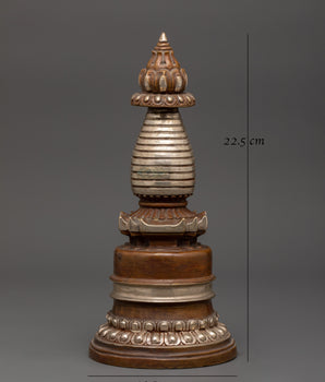 Silver Plated Copper Stupa | Tibetan Sacred Buddhist Artwork