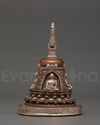 Lotus Moon Disc Engraved Buddha Stupa
