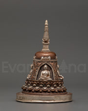 Lotus Moon Disc Engraved Buddha Stupa