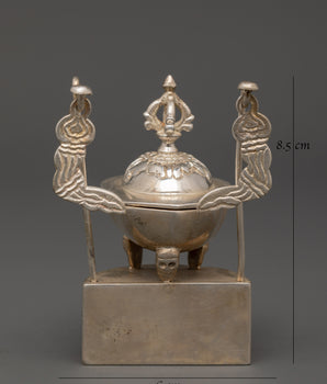 Silver Plated Brass Kapala Skull Cup | Sacred Tantric Tool for Buddhist Rituals