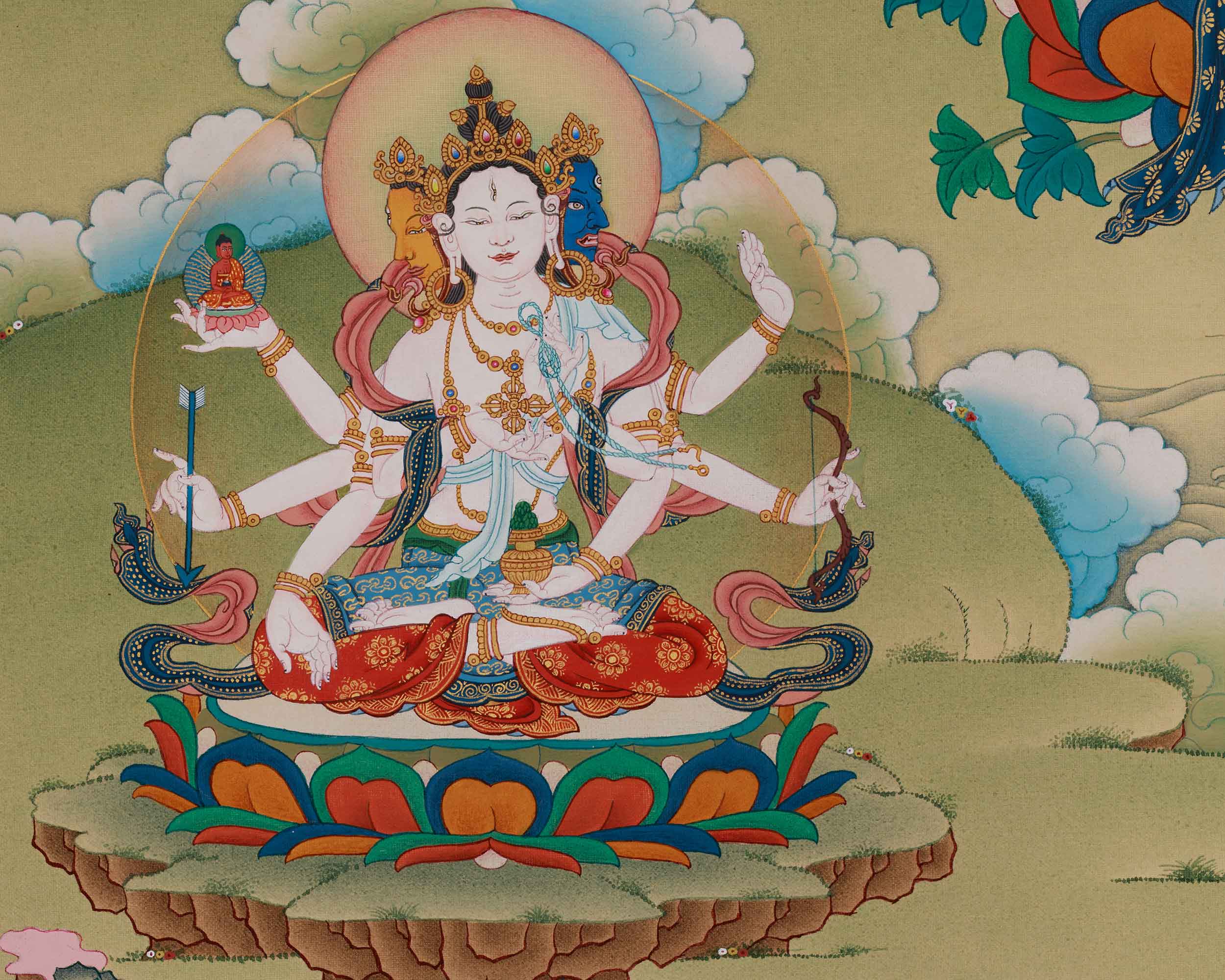 Goddess White Tara Thangka | Symbol Of Compassion with Brocade