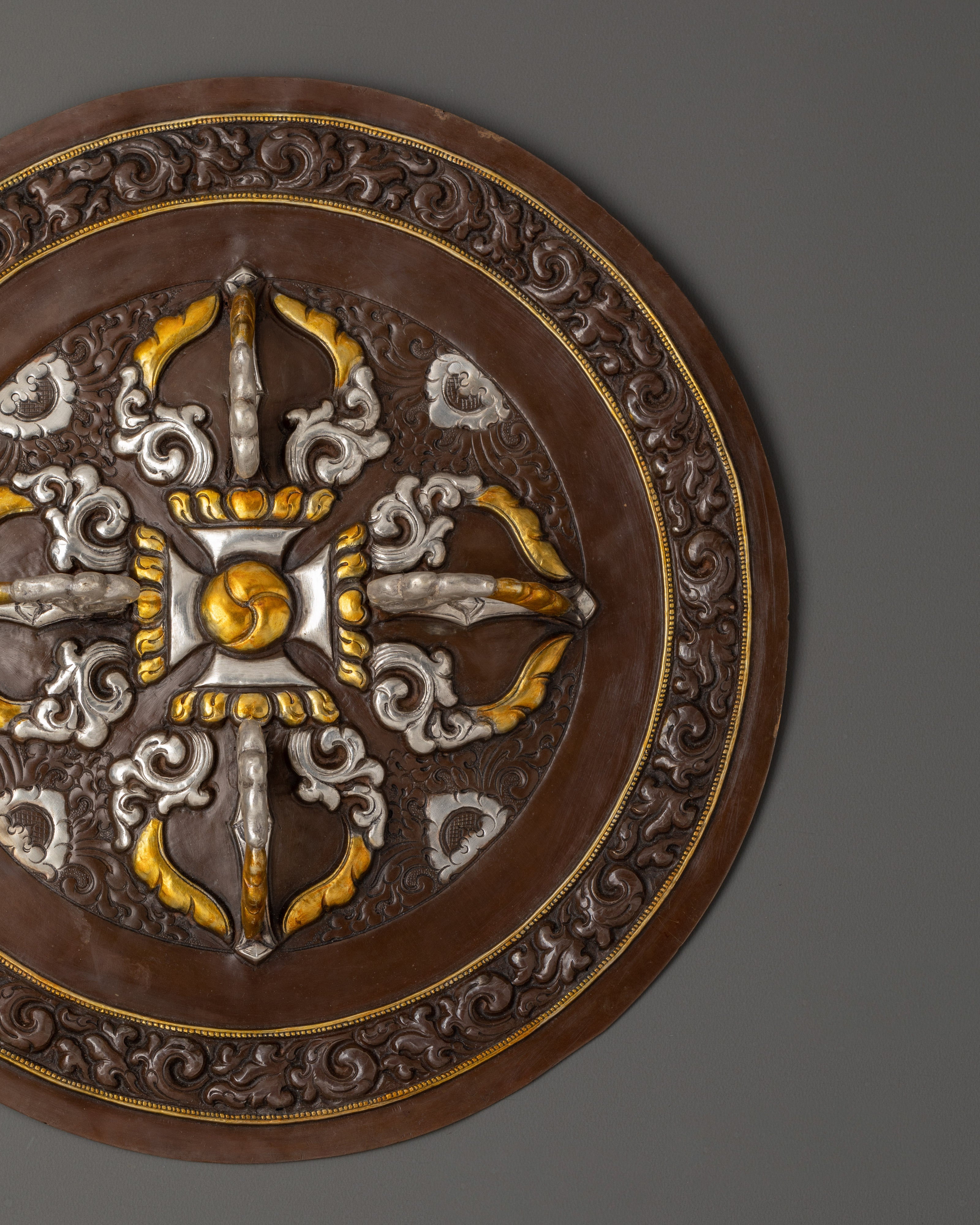 Tibetan Copper Wall Art | Handcrafted 28cm Mandala