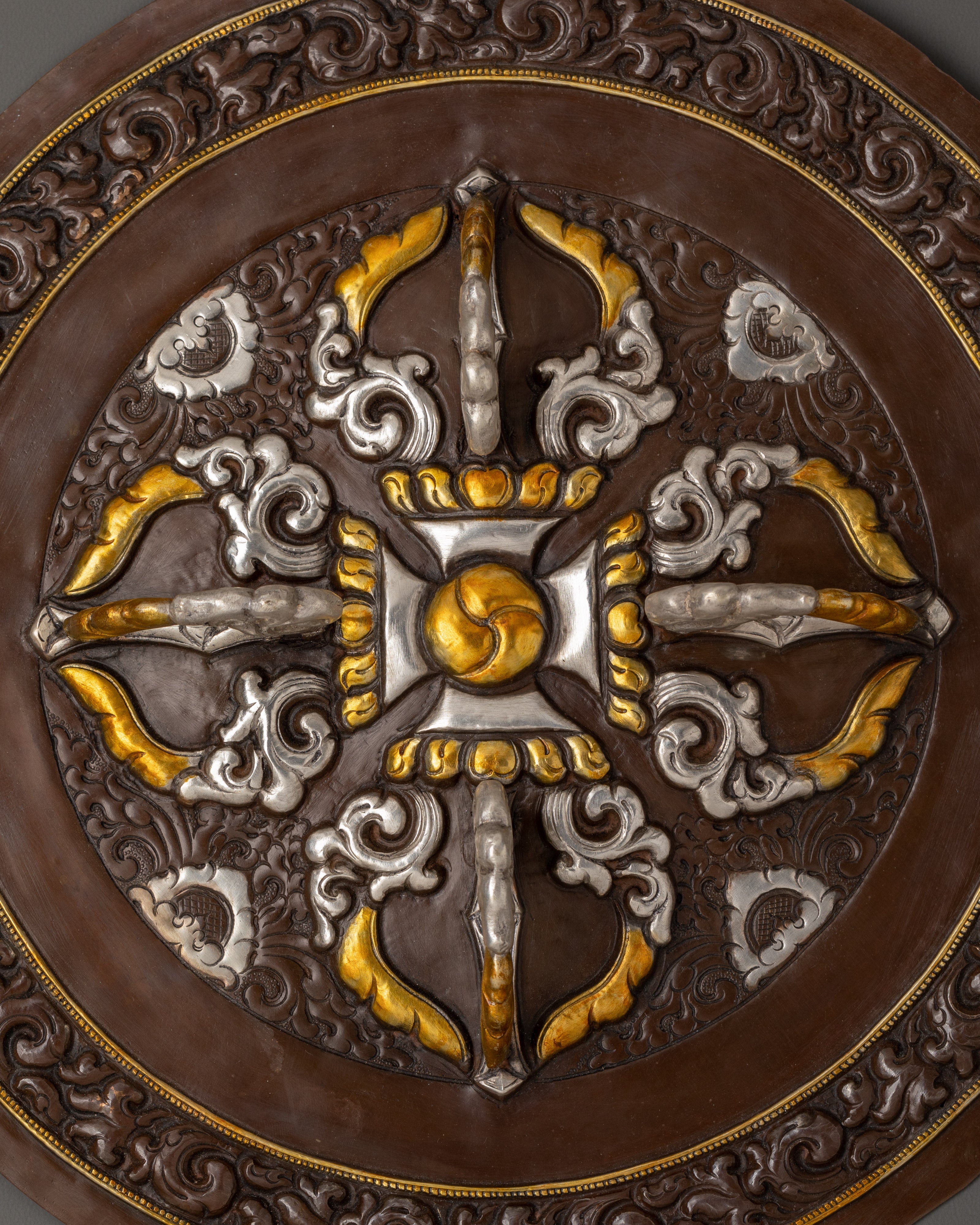 Tibetan Copper Wall Art | Handcrafted 28cm Mandala