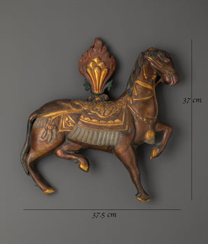 Horse Wall Hanging | Oxidized Copper Gold-Plated Metal Art