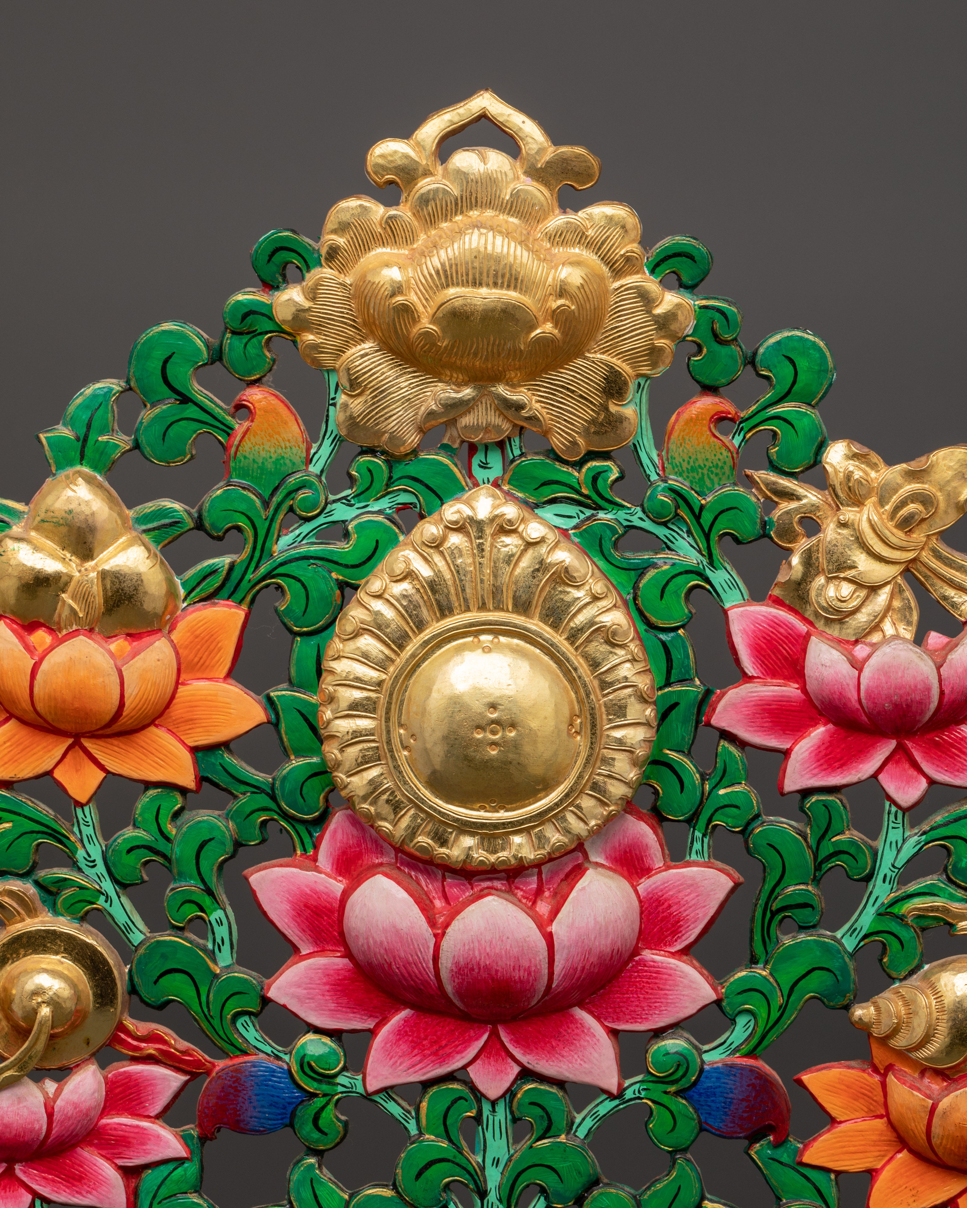 Tibetan Copper Offering Tree | Gold Plated Ritual Art with Acrylic Colors