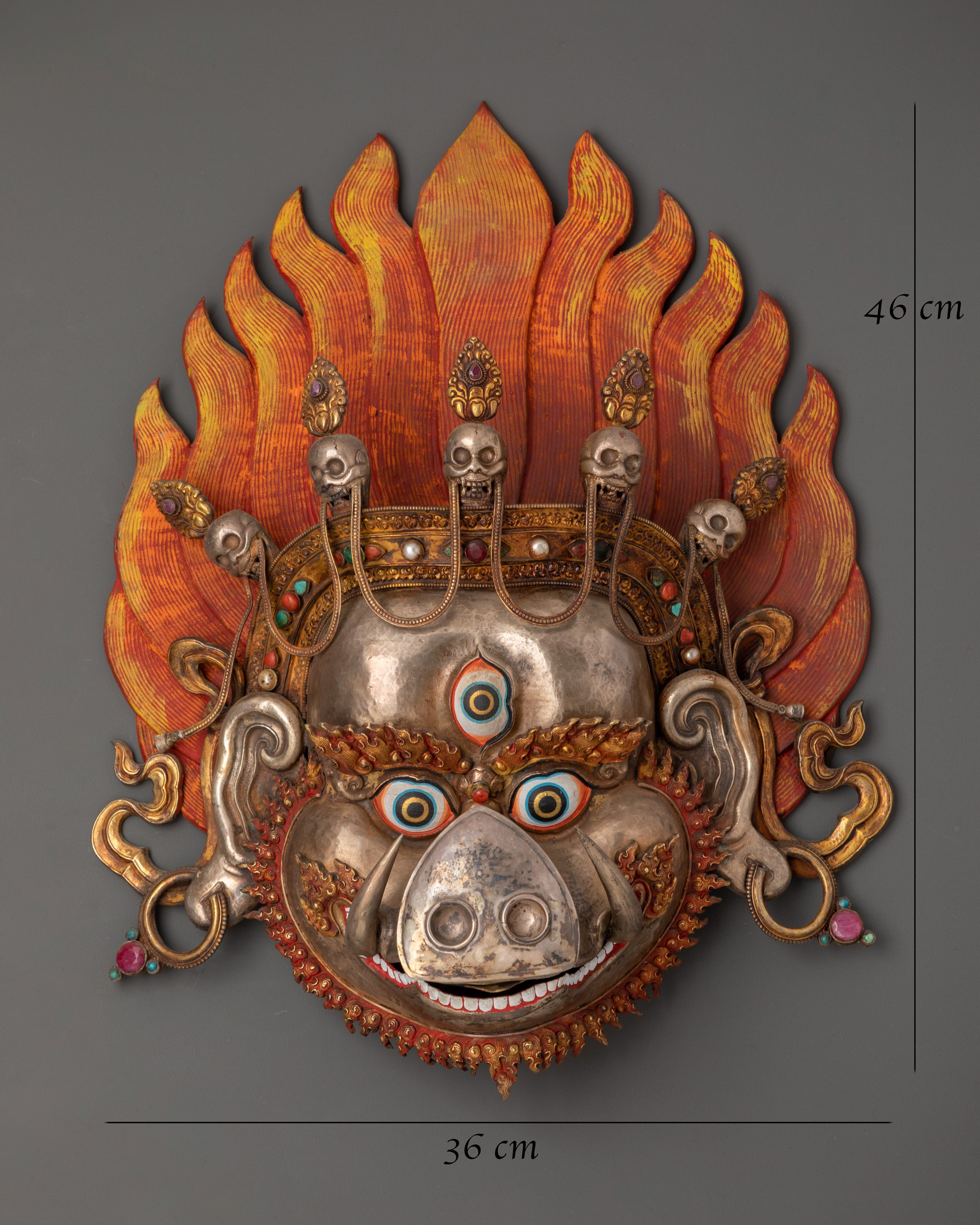 Tibetan Copper Wall Mask | Gold Plated with Pure Silver