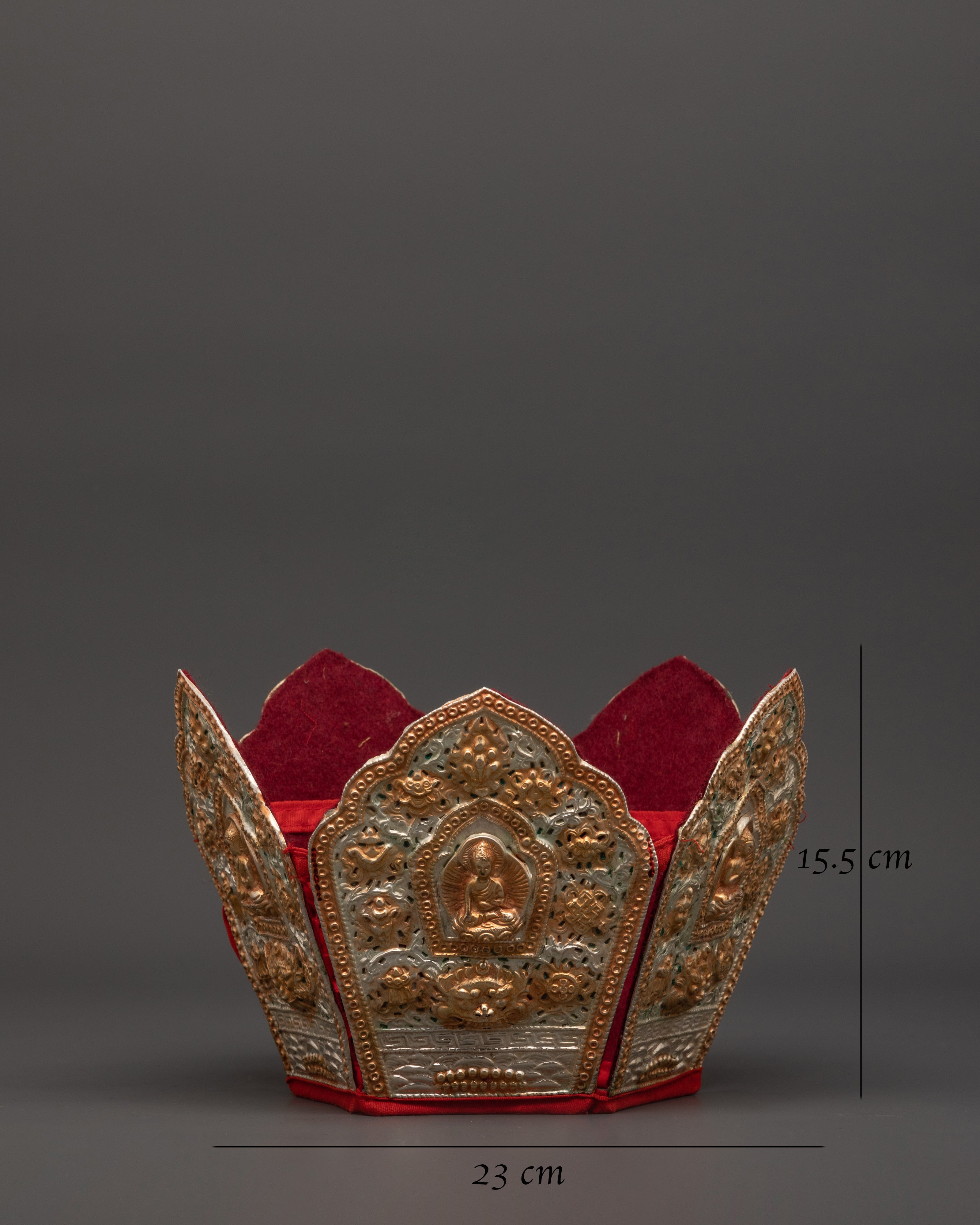 Set of 5 Dhyani Buddha Statues with Five-Point Crowns | Handcrafted Copper Figures
