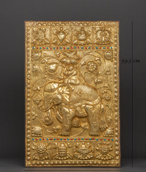 Auspicious Symbol Wall Plaque | Tibetan Metal Thangka with 8 Auspicious Symbols
