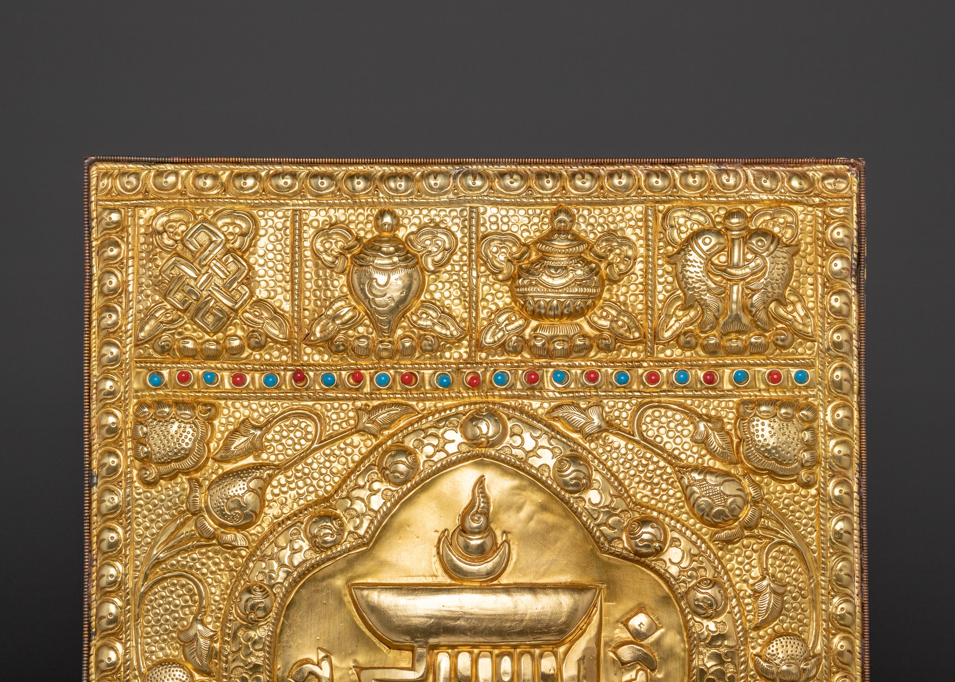 Kalachakra Symbol Metal Thangka - Handcrafted Brass Tibetan Wall Hanging