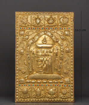 Kalachakra Symbol Metal Thangka - Handcrafted Brass Tibetan Wall Hanging