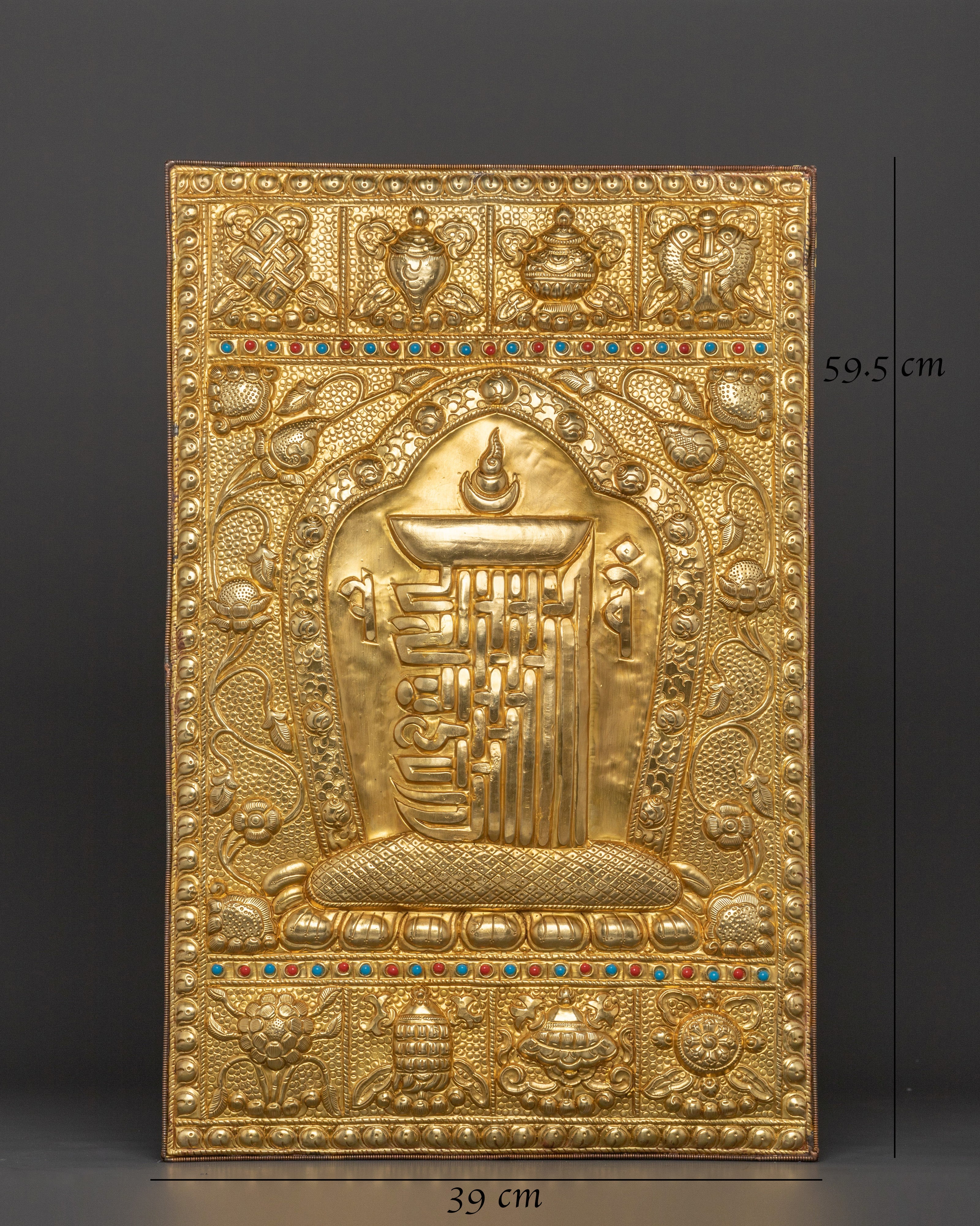 Kalachakra Symbol Metal Thangka - Handcrafted Brass Tibetan Wall Hanging