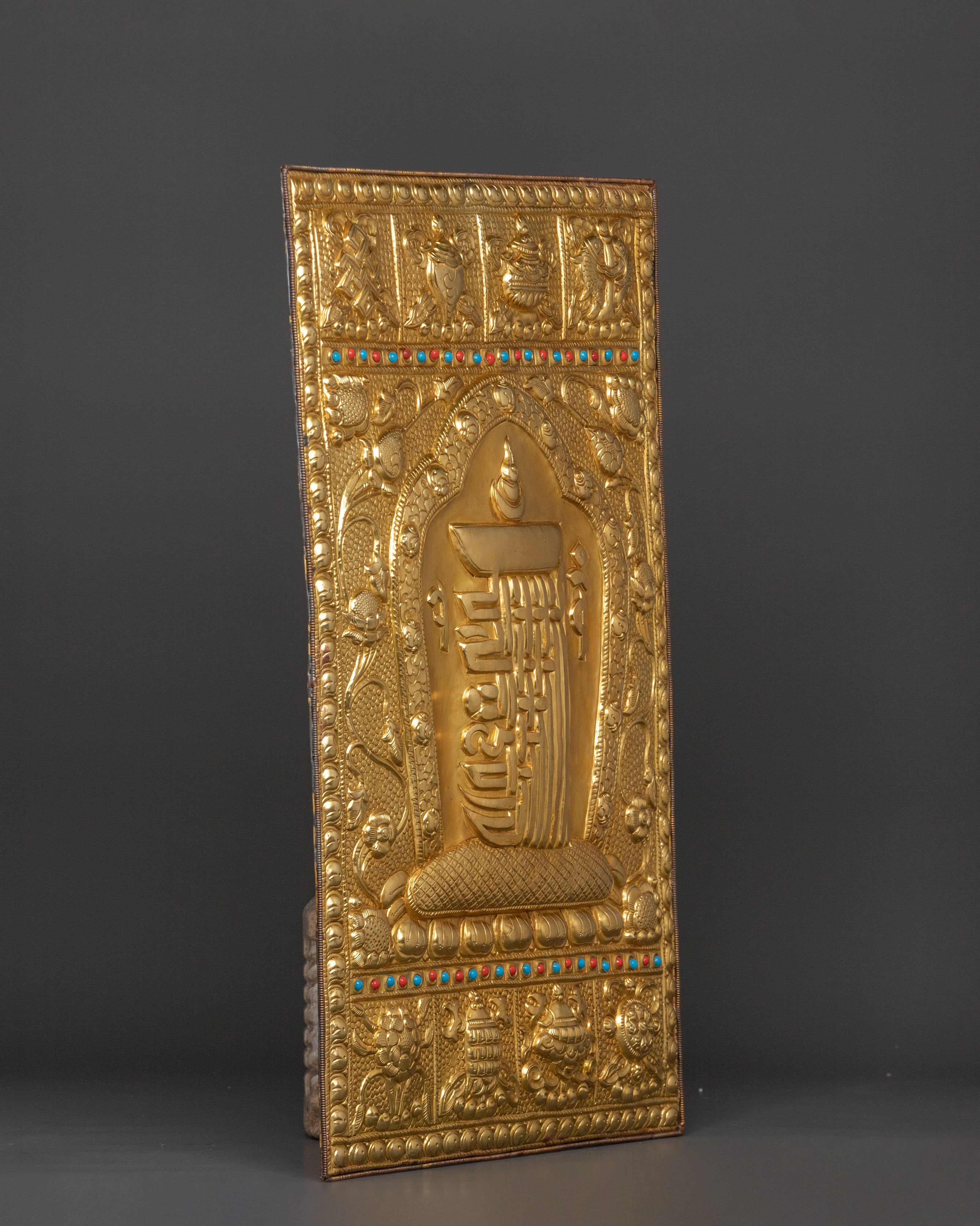 Kalachakra Symbol Metal Thangka - Handcrafted Brass Tibetan Wall Hanging