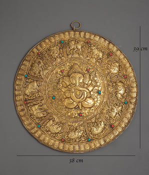 Circular Ganesha Wall Hanging | Handcrafted Brass Wall Art