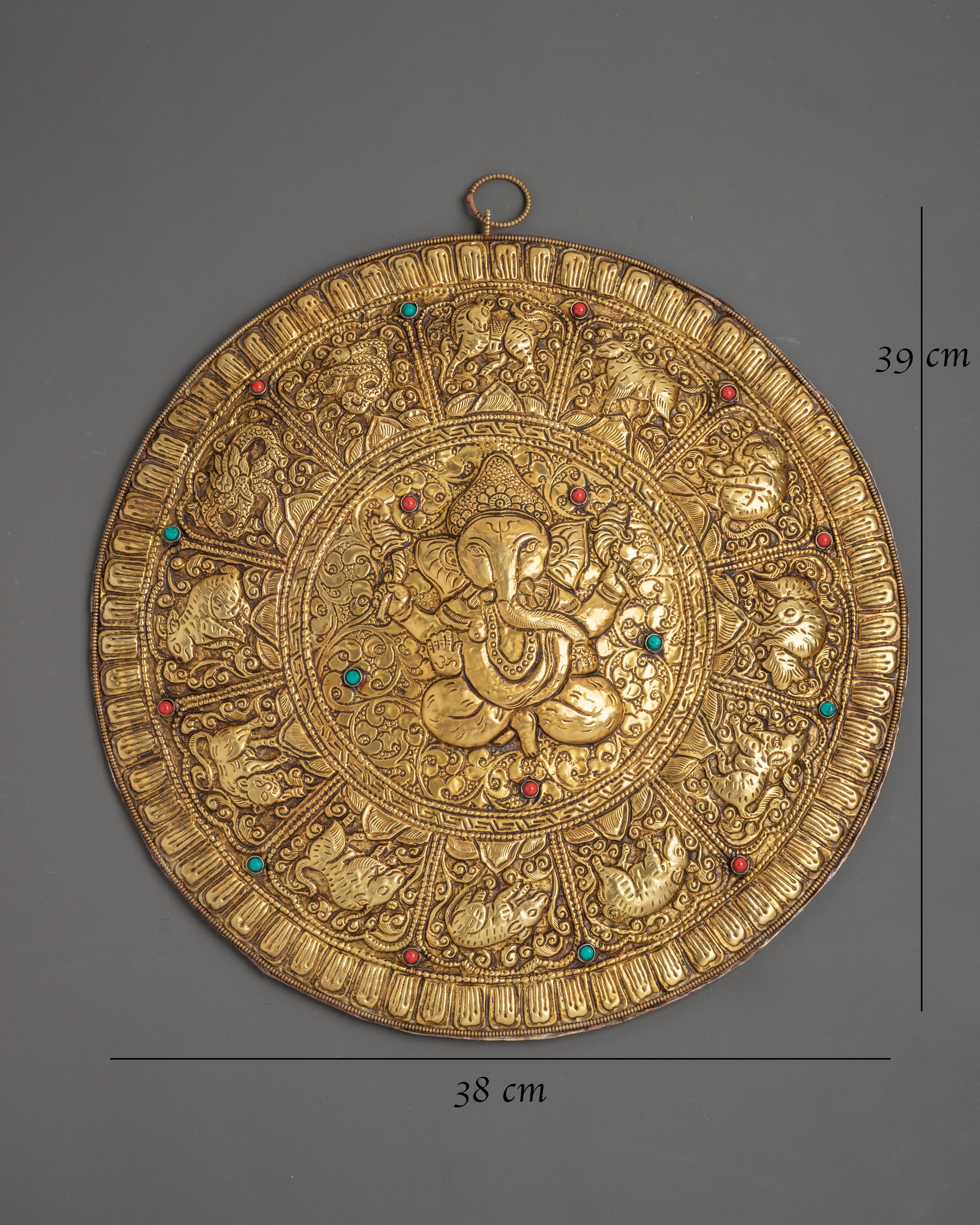 Circular Ganesha Wall Hanging | Handcrafted Brass Wall Art