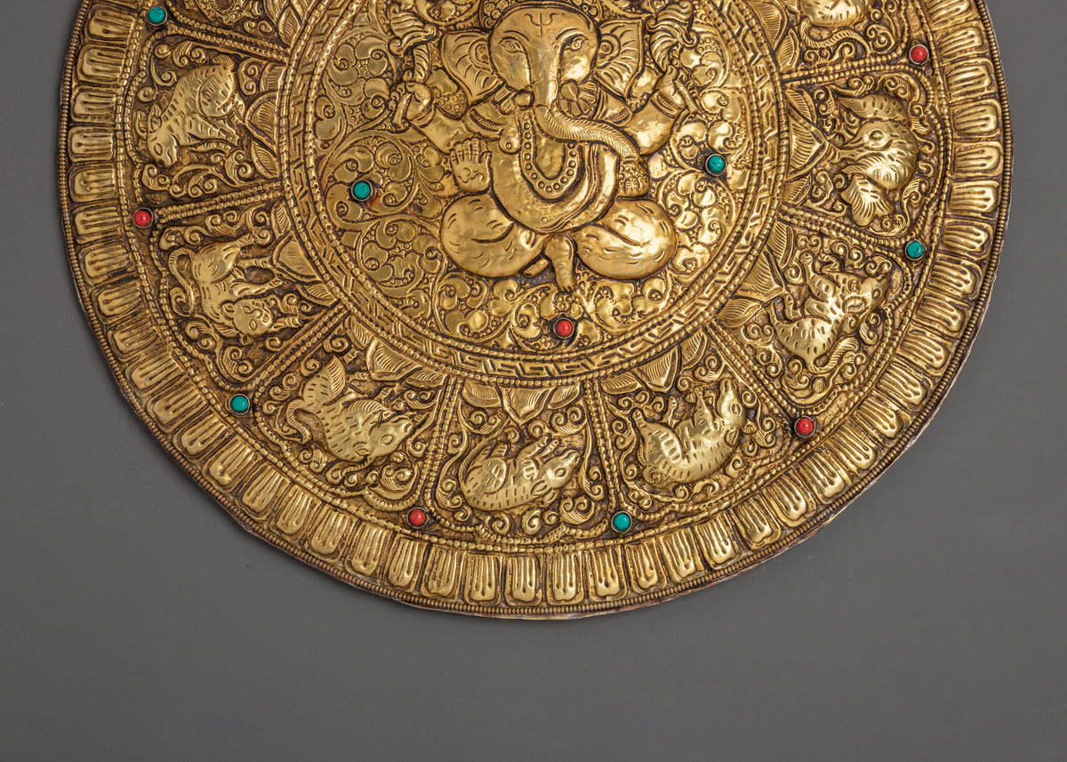 Circular Ganesha Wall Hanging | Handcrafted Brass Wall Art