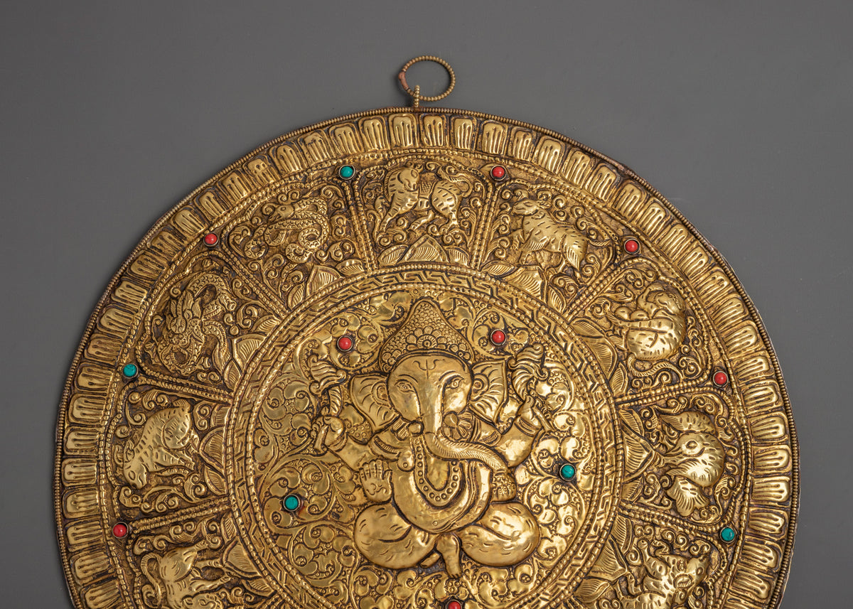 Circular Ganesha Wall Hanging | Handcrafted Brass Wall Art