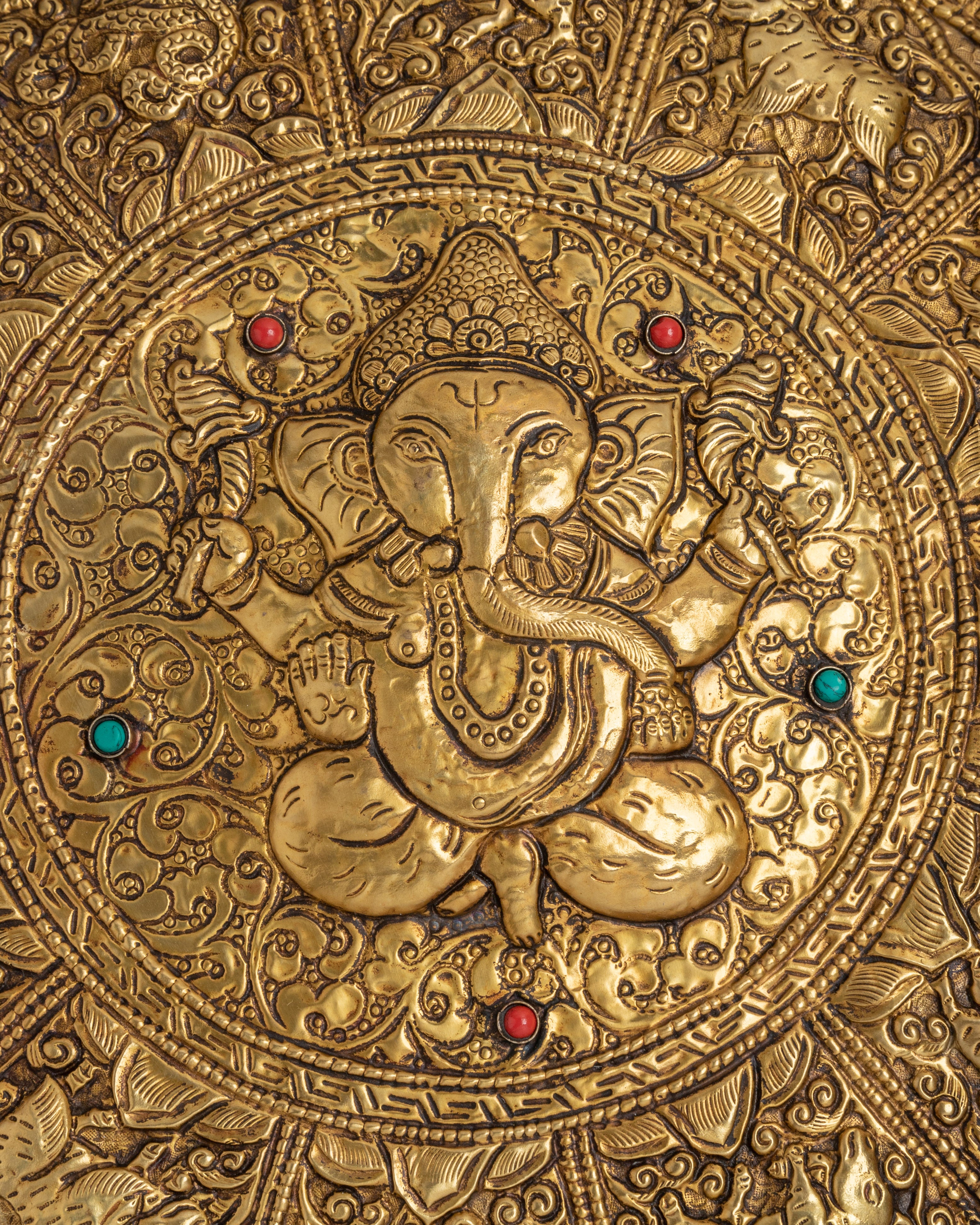 Circular Ganesha Wall Hanging | Handcrafted Brass Wall Art