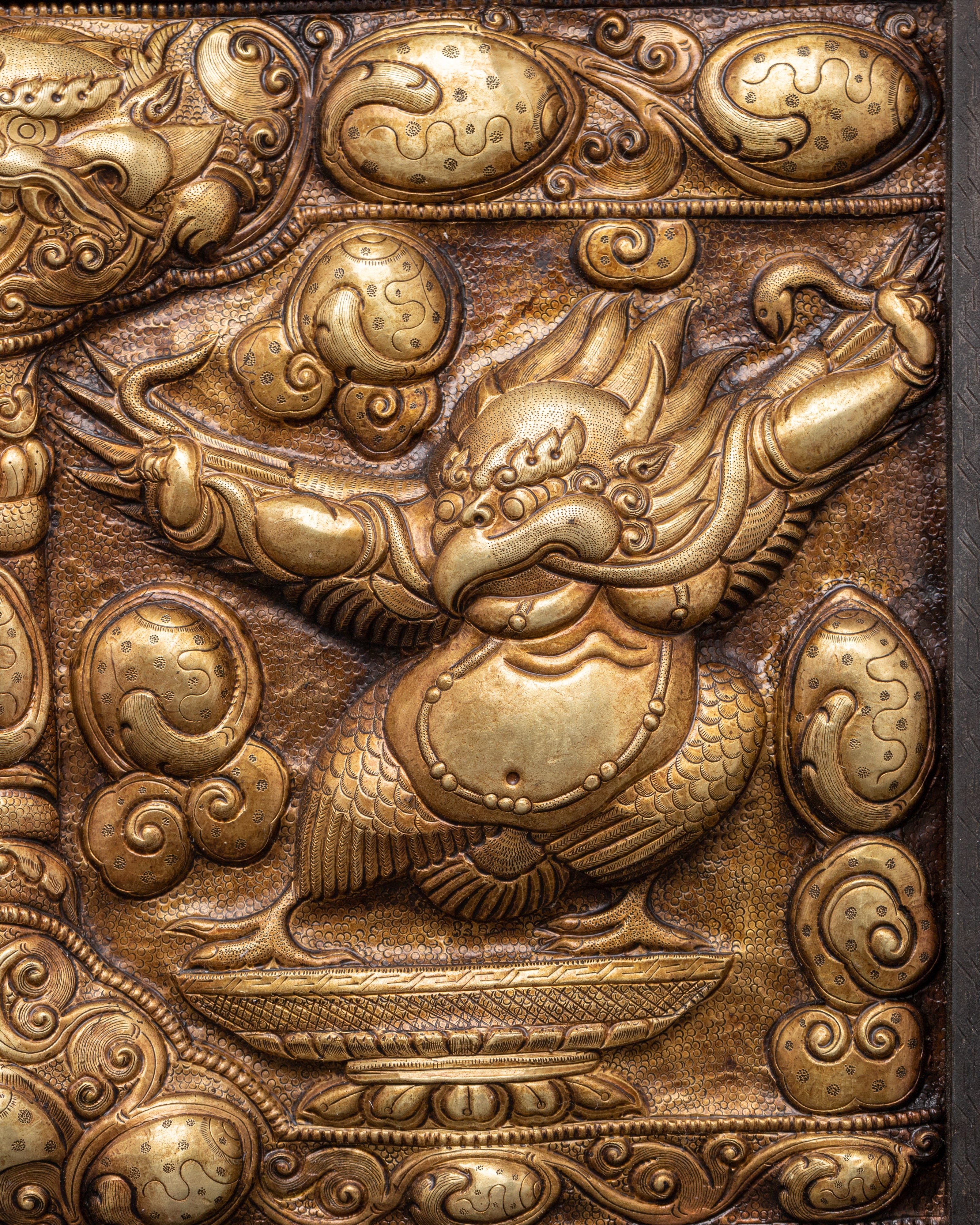 Mythical Garuda Wall Hanging | Brass Wall Art with Iron Frame