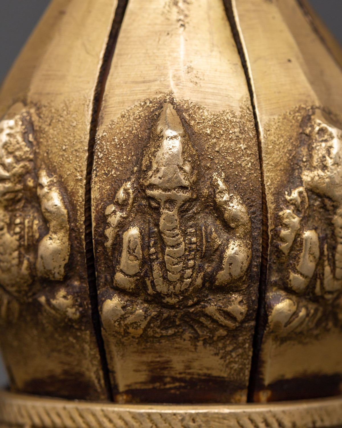 Traditional Brass Lotus Flower Oil Lamp | Ganesha Motif Hindu Diya for Puja
