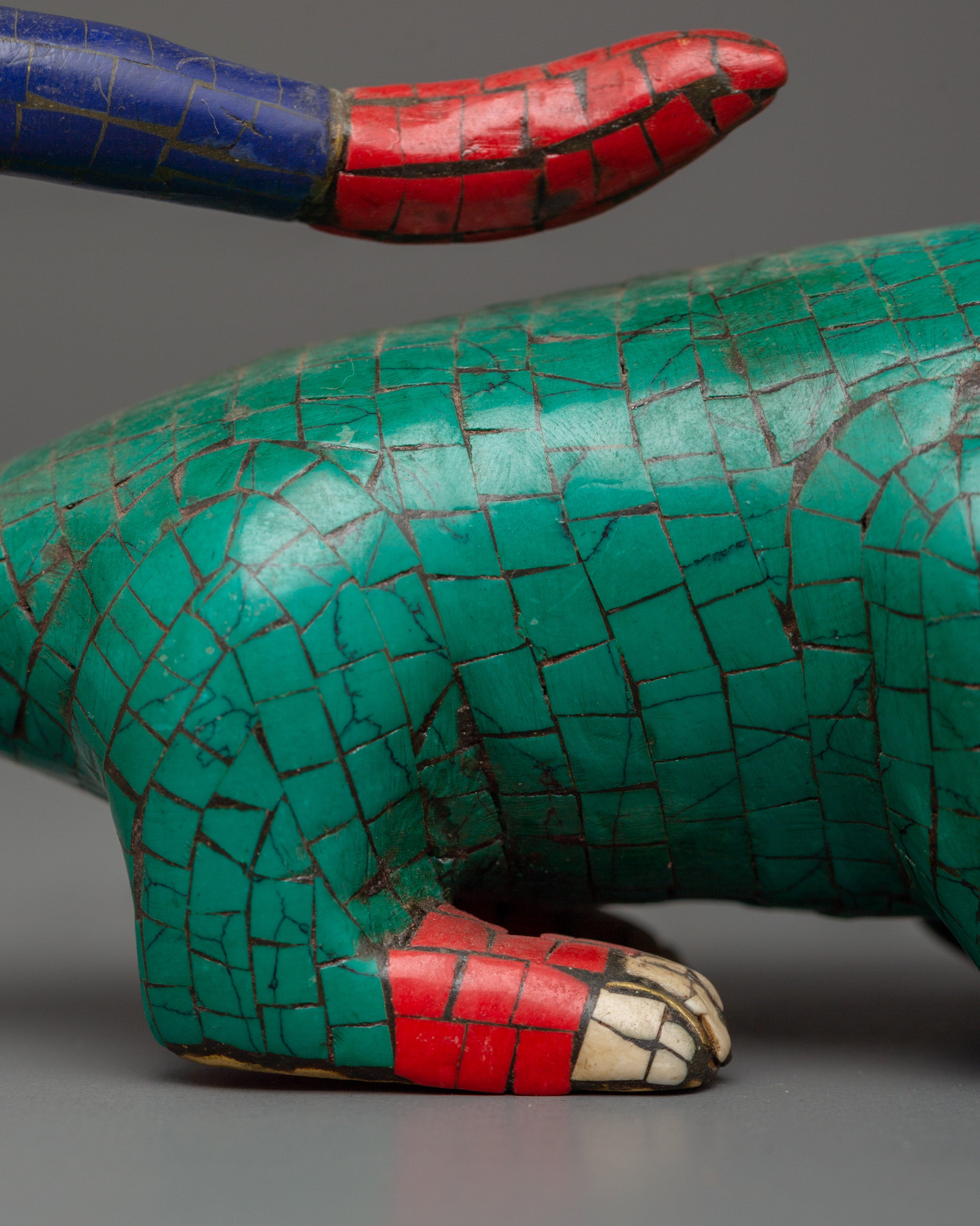 Colorful Ganesha Mouse Statue for Decor | Symbolic Ganesh Vahana Altar Piece