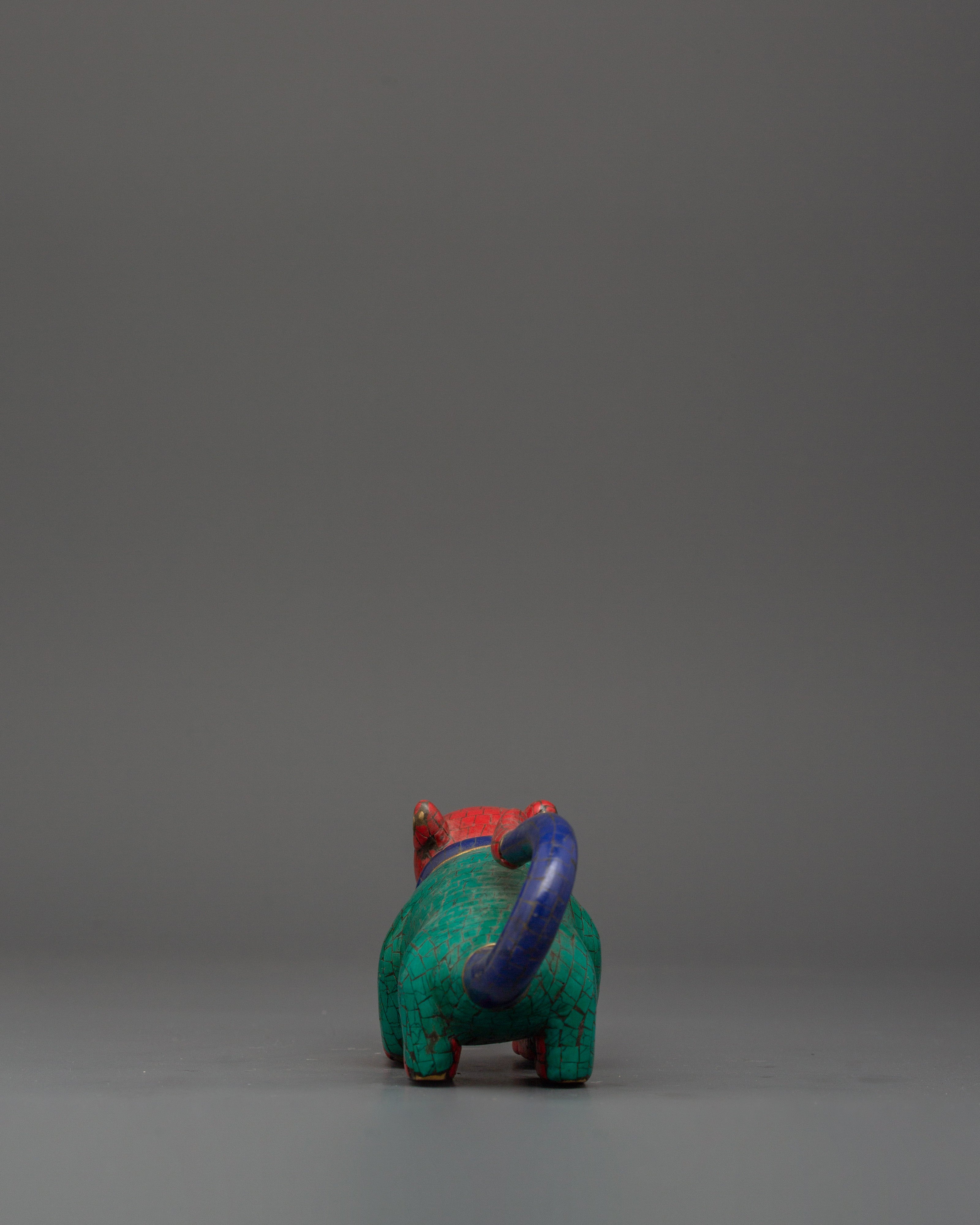 Colorful Ganesha Mouse Statue for Decor | Symbolic Ganesh Vahana Altar Piece