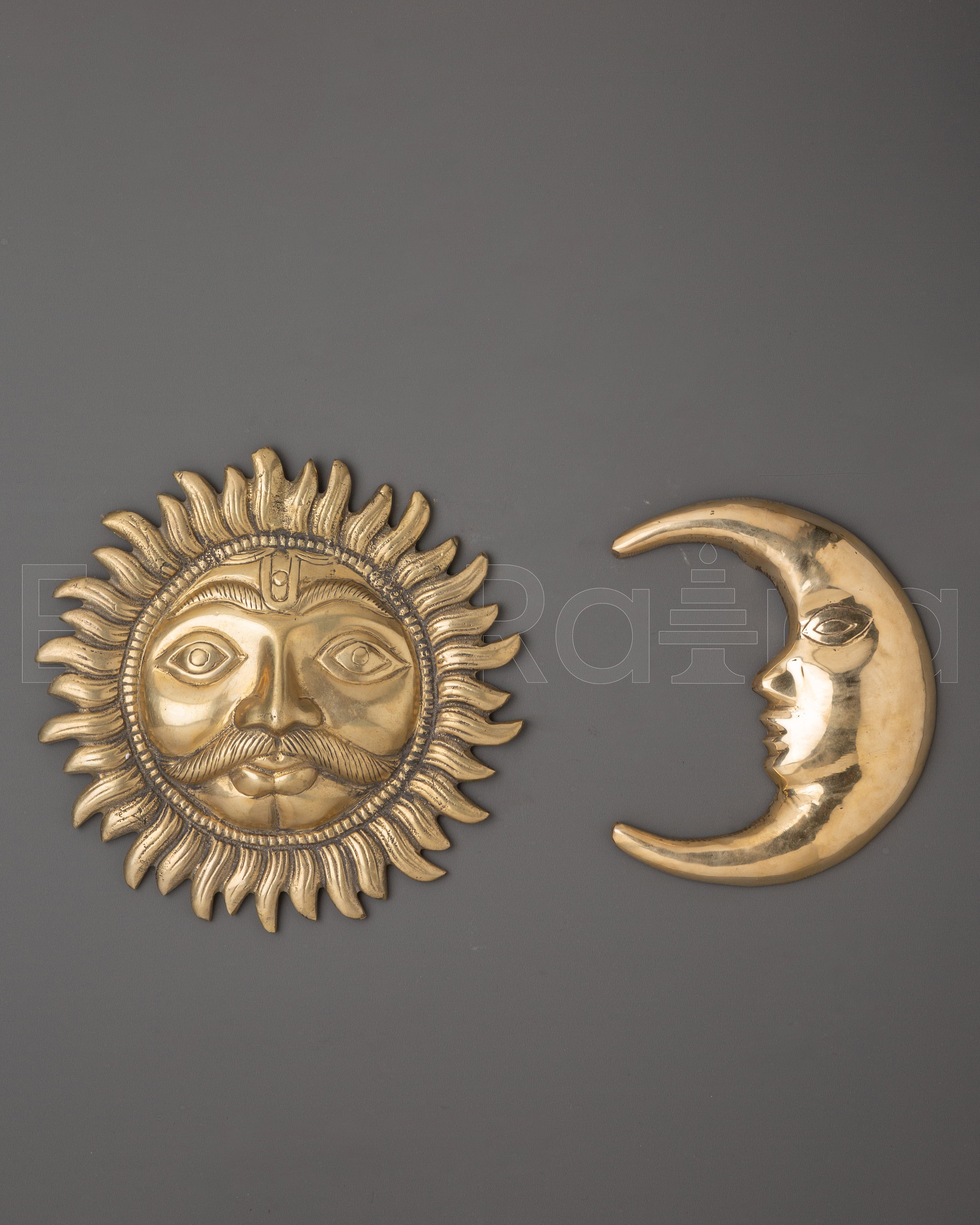 Brass Sun and Moon Wall Hanging Set  