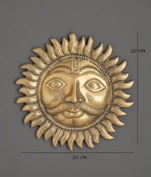 Brass Sun Wall Hanging | Handcrafted Sun Face Decor