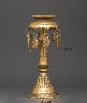 Nepali Traditional Brass Oil Lamp | Pooja Lamp for Home Altar and Decor