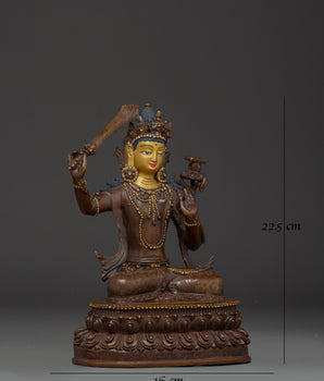 Copper Manjushri Statue for Meditation 