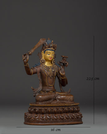Copper Manjushri Statue for Meditation 