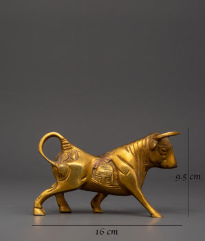 Handcrafted Brass Ox Statue Set | Pair of Decorative Sacred Oxen Sculptures
