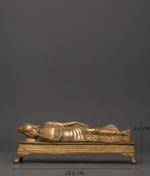 Handcarved Brass Sleeping Buddha Statue | Symbol of Peace, Liberation & Spiritual Awakening