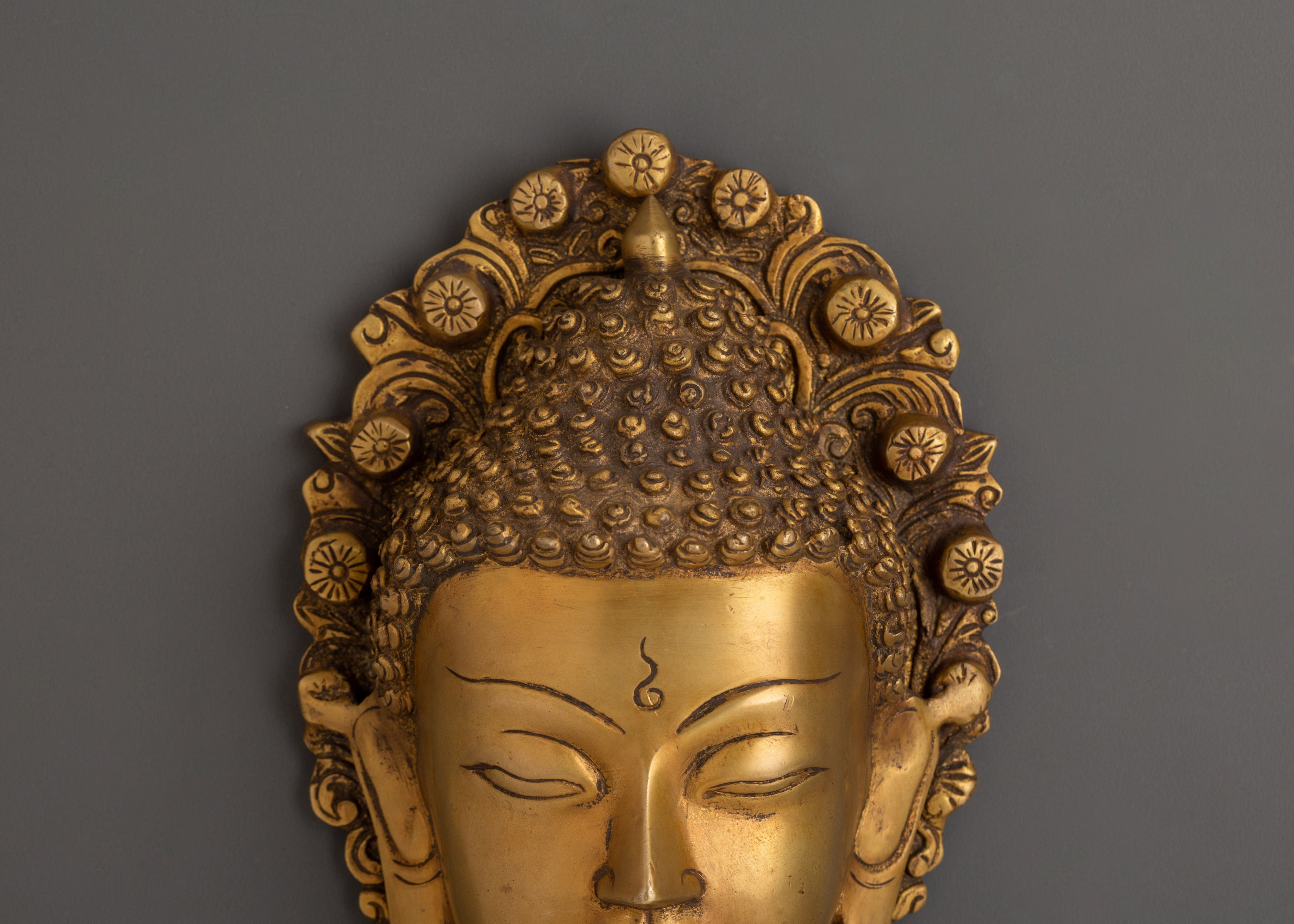 Brass Buddha Head Wall Hanging | Spiritual Home Decor, Meditation Art