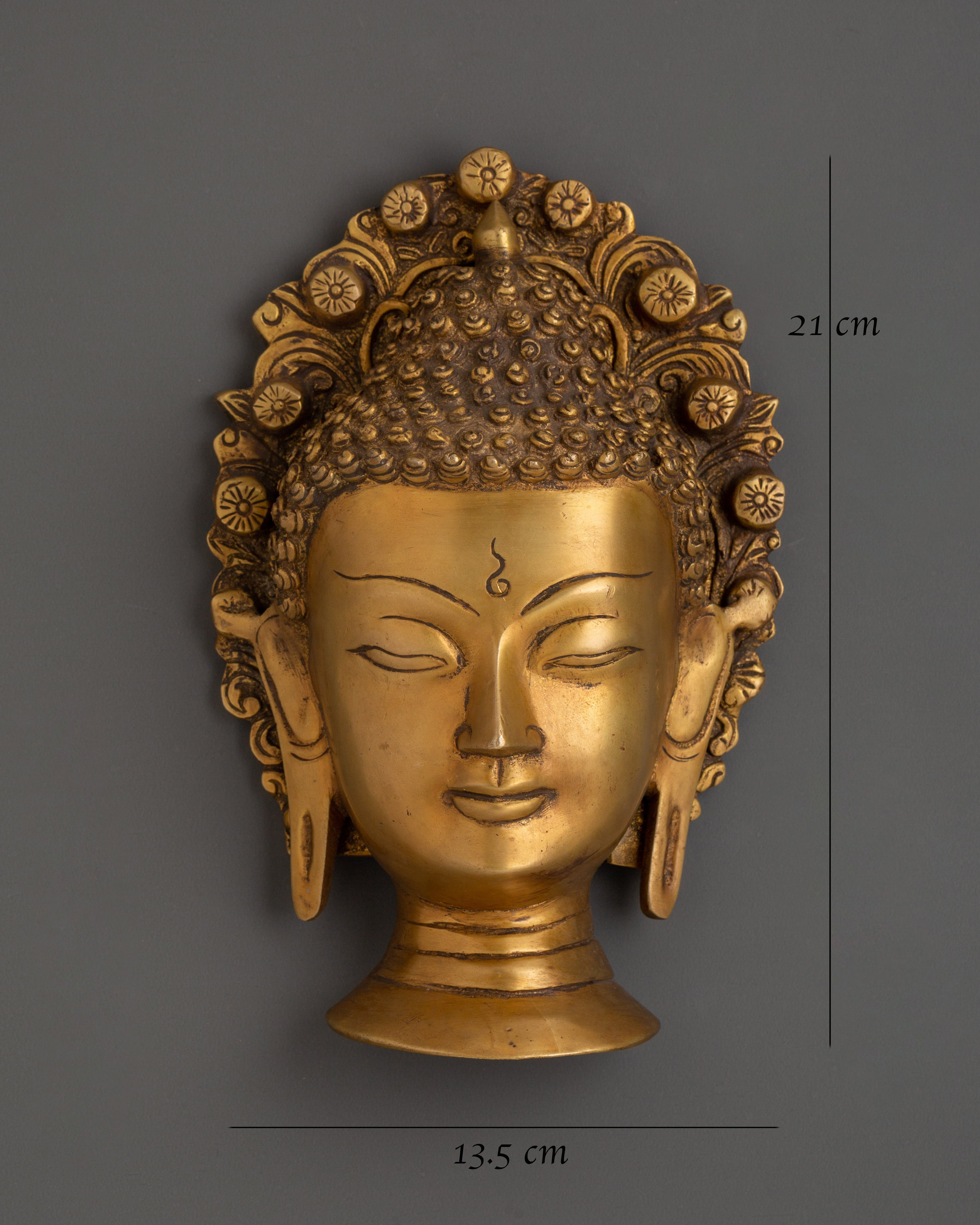 Brass Buddha Head Wall Hanging | Spiritual Home Decor, Meditation Art