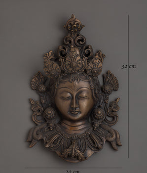 Oxidized Brass Green Tara Wall Hanging | Buddhist Decor, Divine Feminine Sculpture