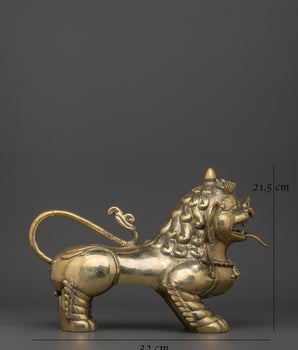 Handmade Tibetan Snow Lion Set | Brass Guardian Statues