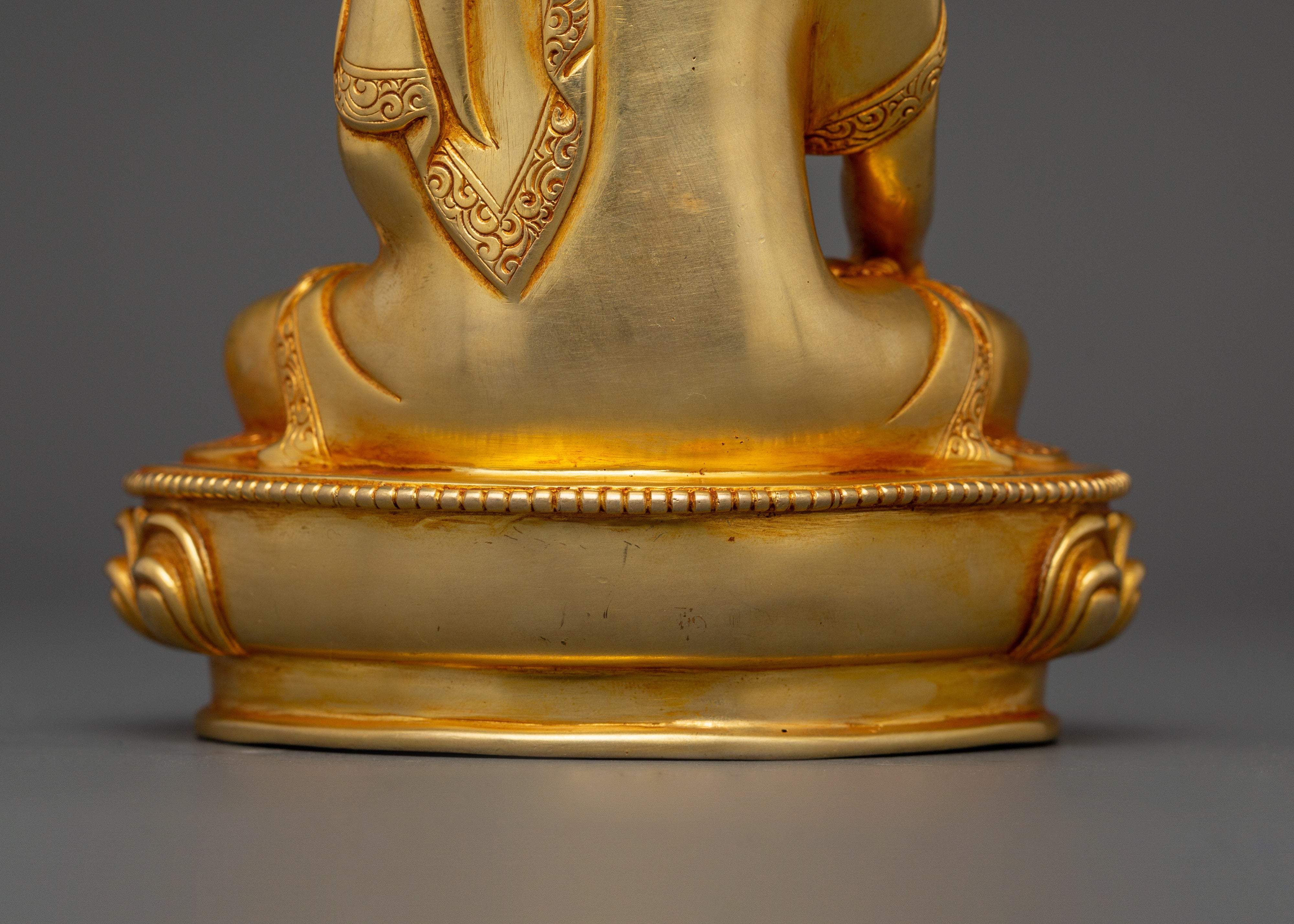 Shakyamuni Buddha Gold Plated Statue | Handcrafted Copper Deity for Meditation