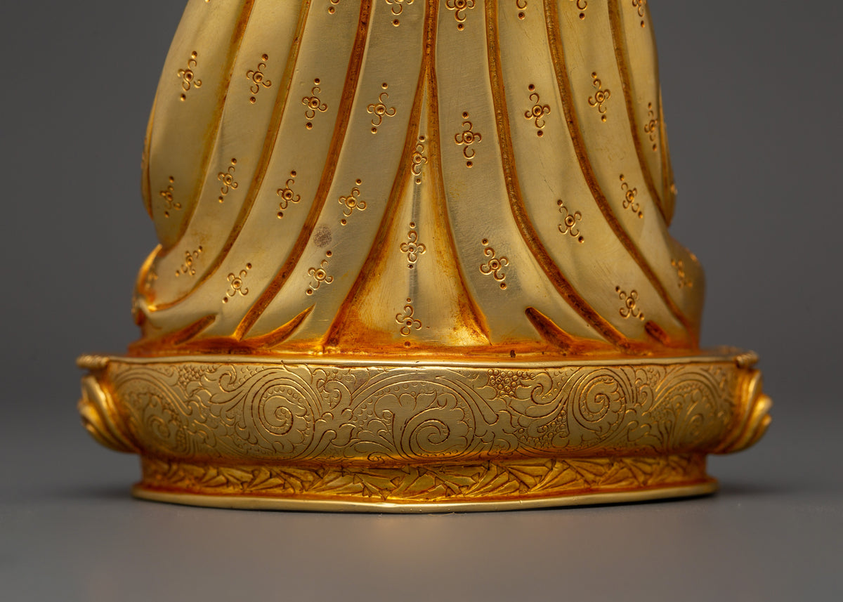 Gold Plated Guru Shapdum Statue | Zhabdrung Rinpoche Sculpture