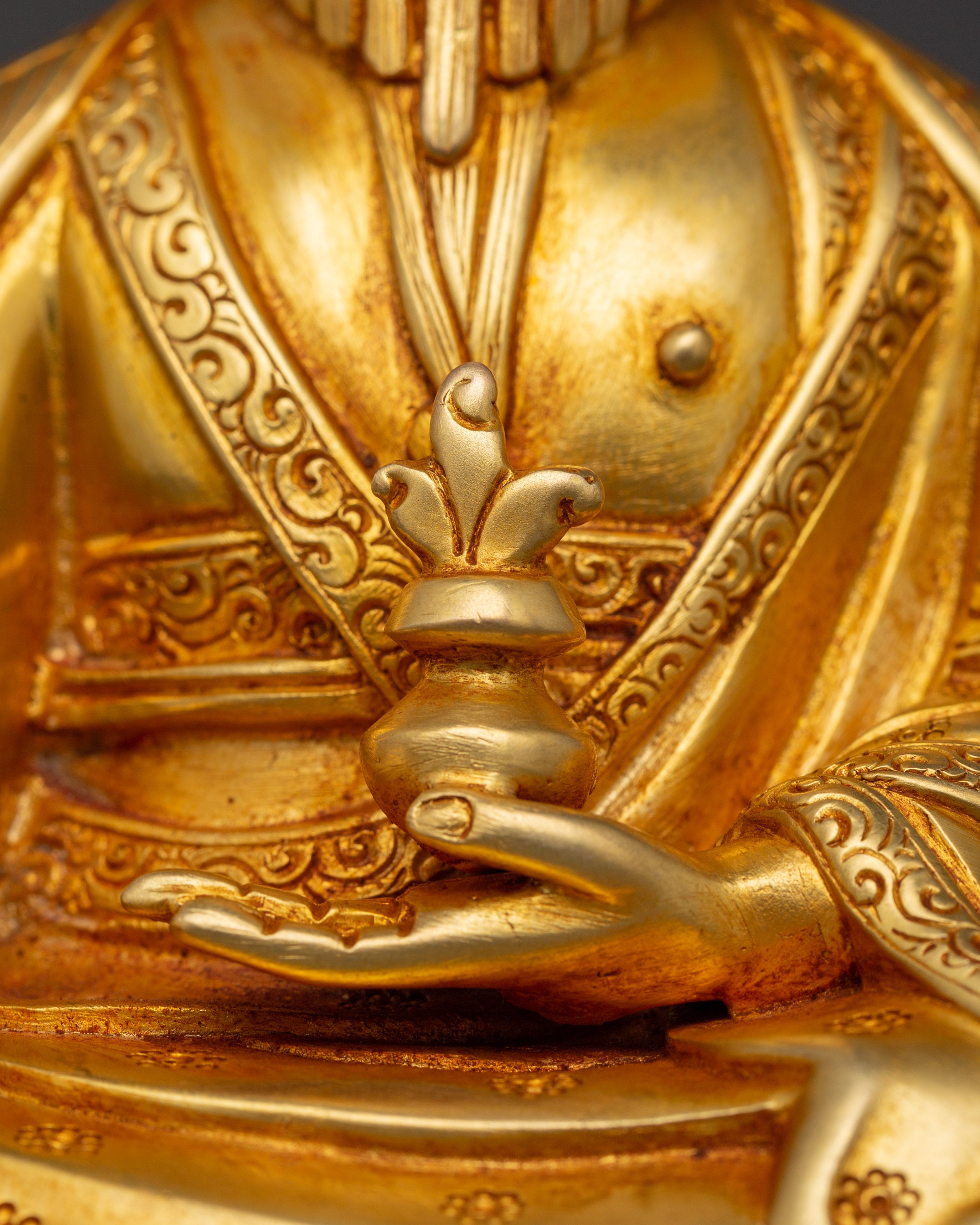 Gold Plated Guru Shapdum Statue | Zhabdrung Rinpoche Sculpture