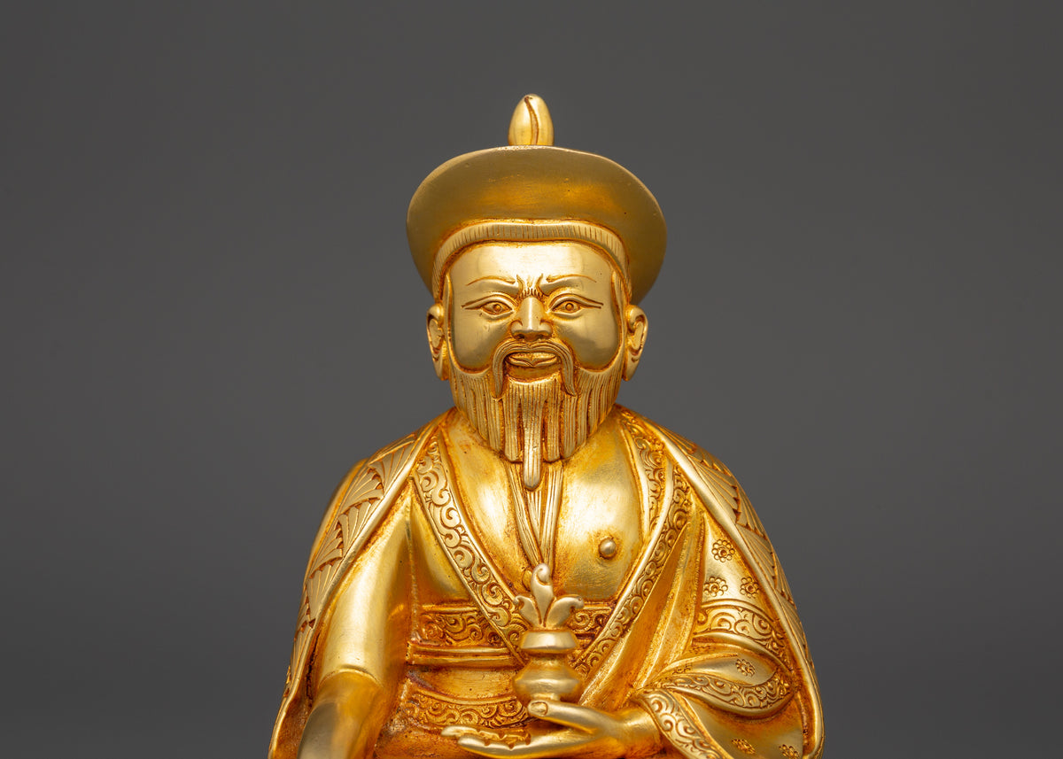 Gold Plated Guru Shapdum Statue | Zhabdrung Rinpoche Sculpture