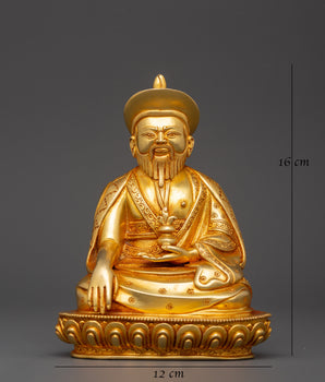 Gold Plated Guru Shapdum Statue | Zhabdrung Rinpoche Sculpture
