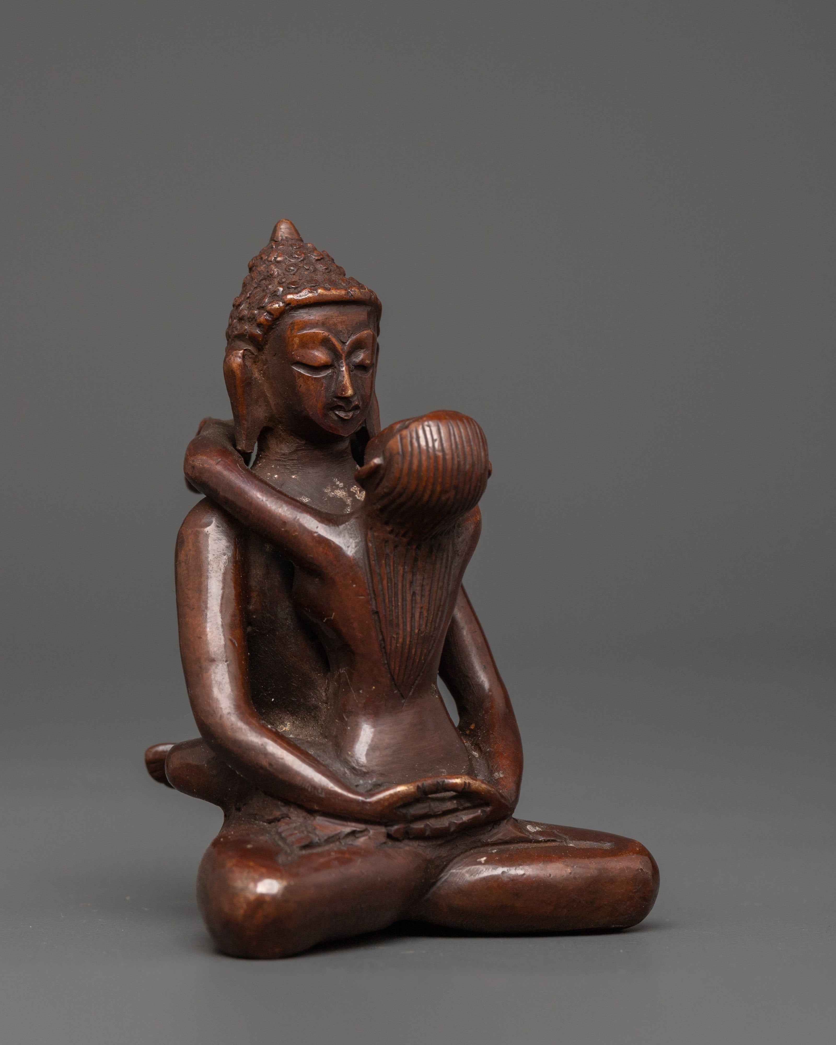 Enlightened Buddha with Consort | Oxidized Copper Statue
