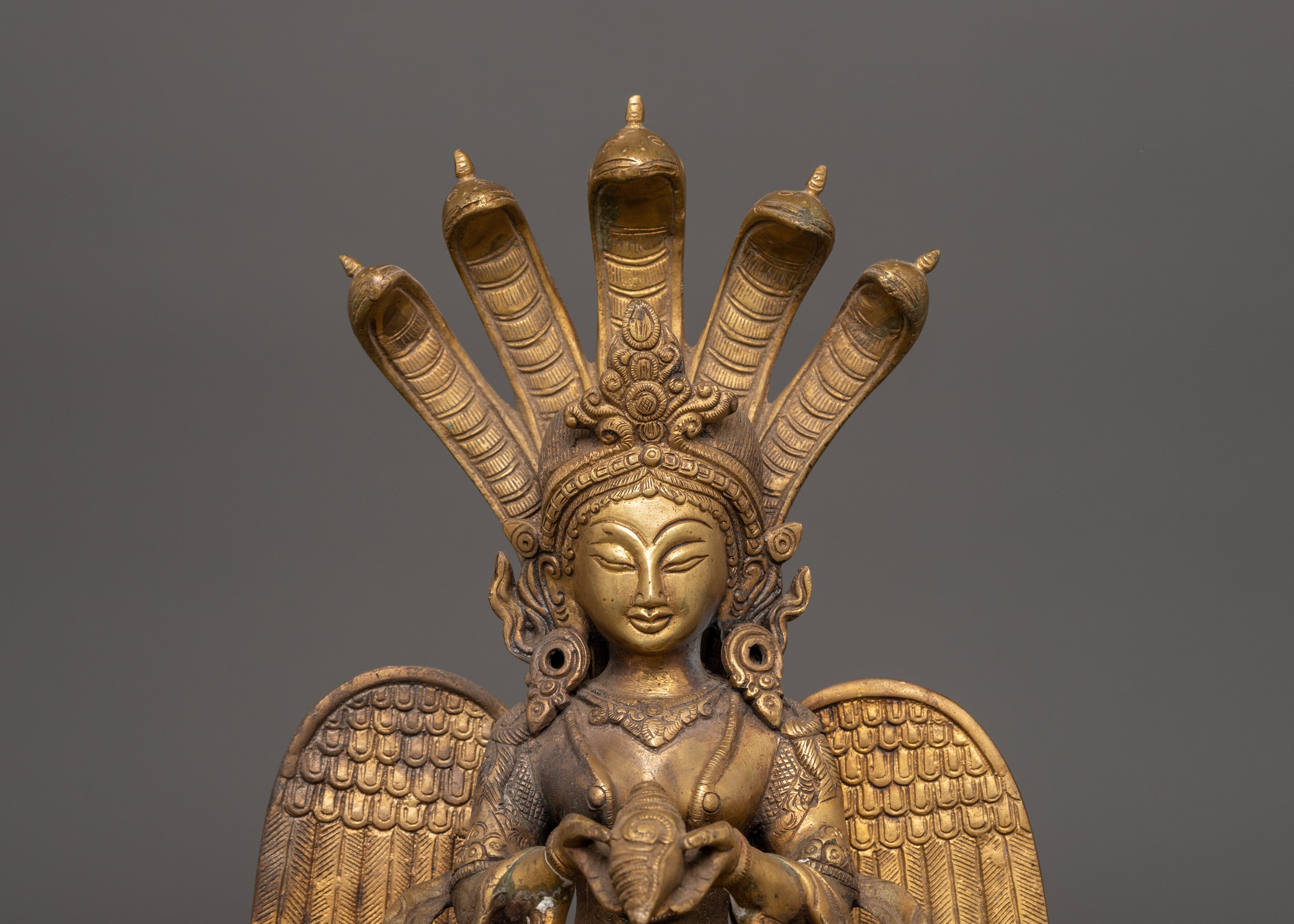 Handcrafted brass Naagkanya statue | Sacred Brass Home Altar Decor
