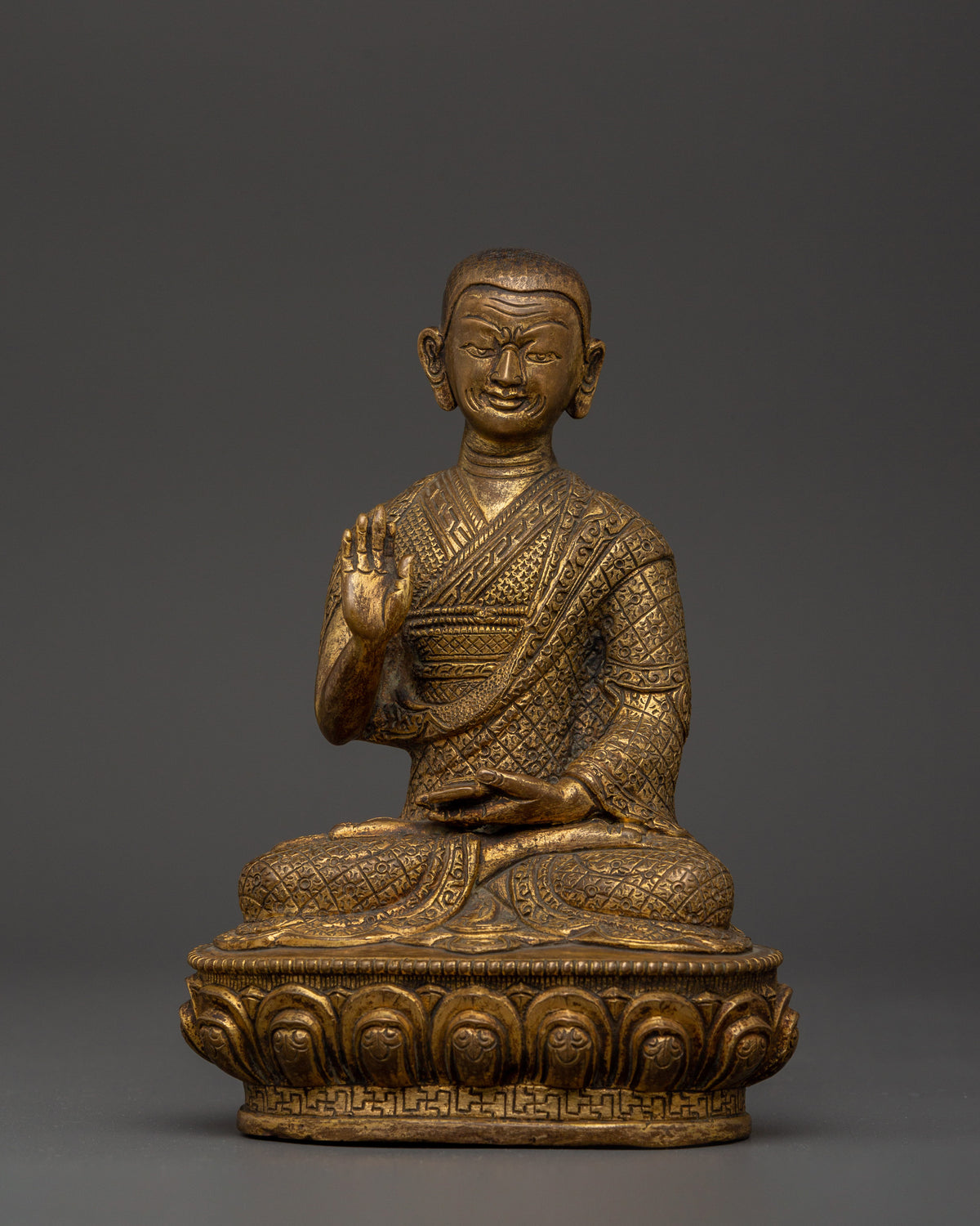 Handcrafted Brass body Tsongkhapa with Je Gyaltsab & Je Khedrup