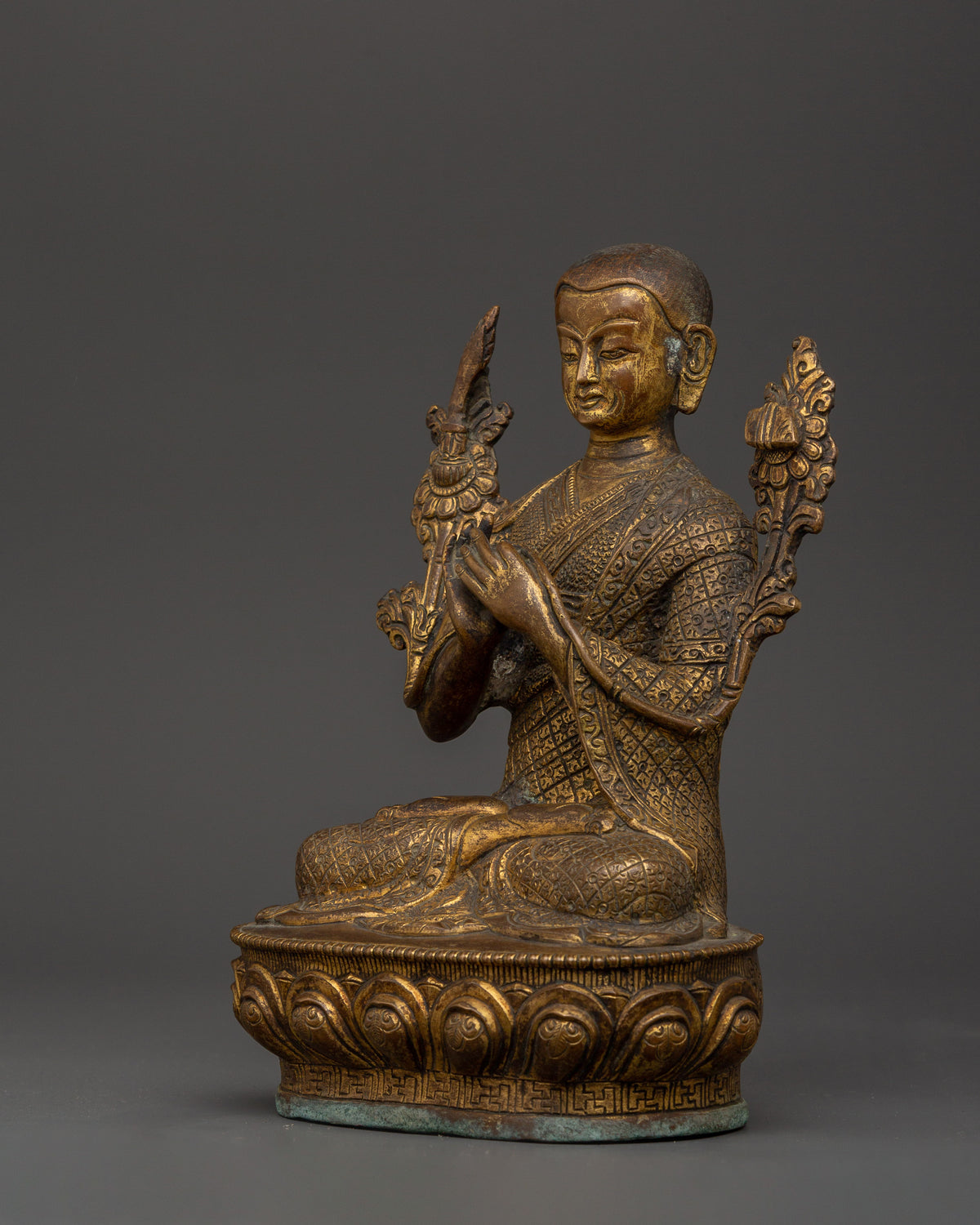 Handcrafted Brass body Tsongkhapa with Je Gyaltsab & Je Khedrup
