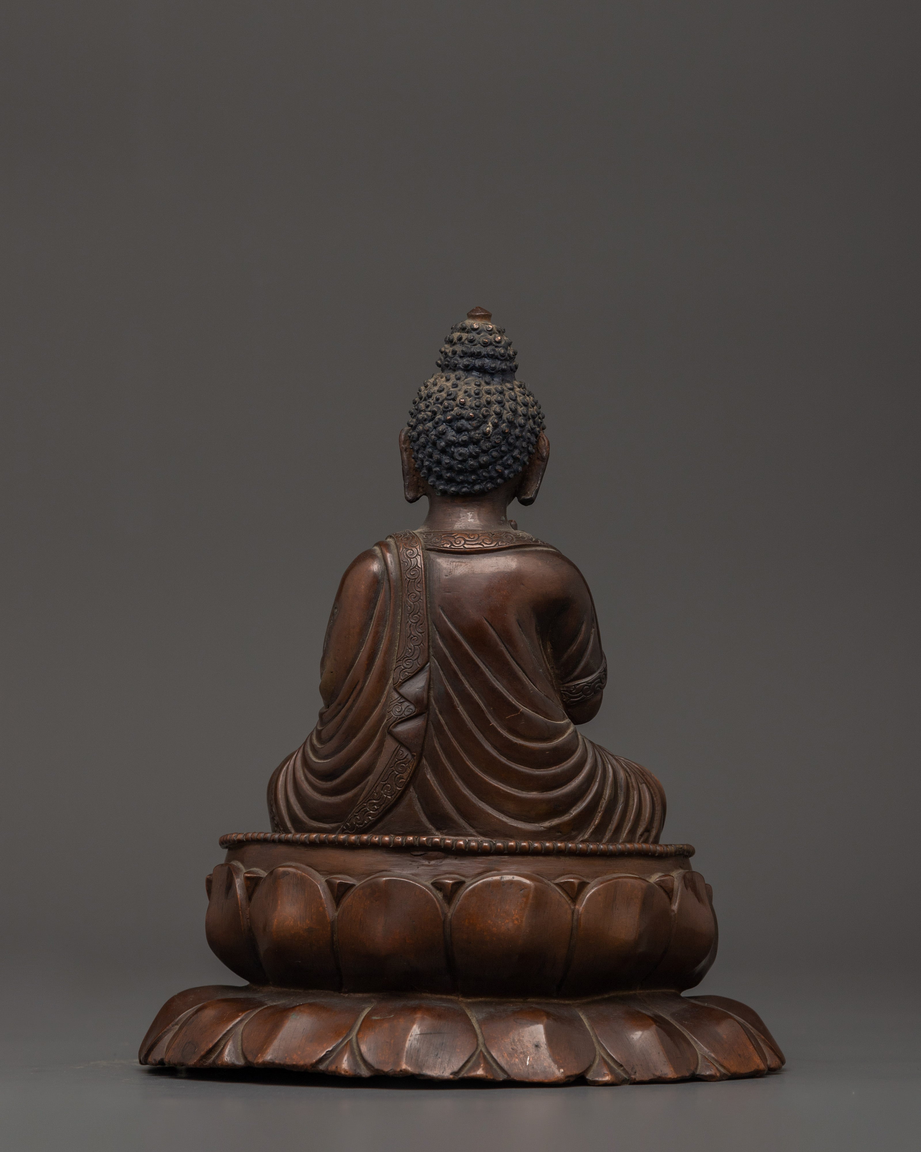 Oxidized Copper Buddha in Anjali Mudra | Handcrafted Hindu Statue