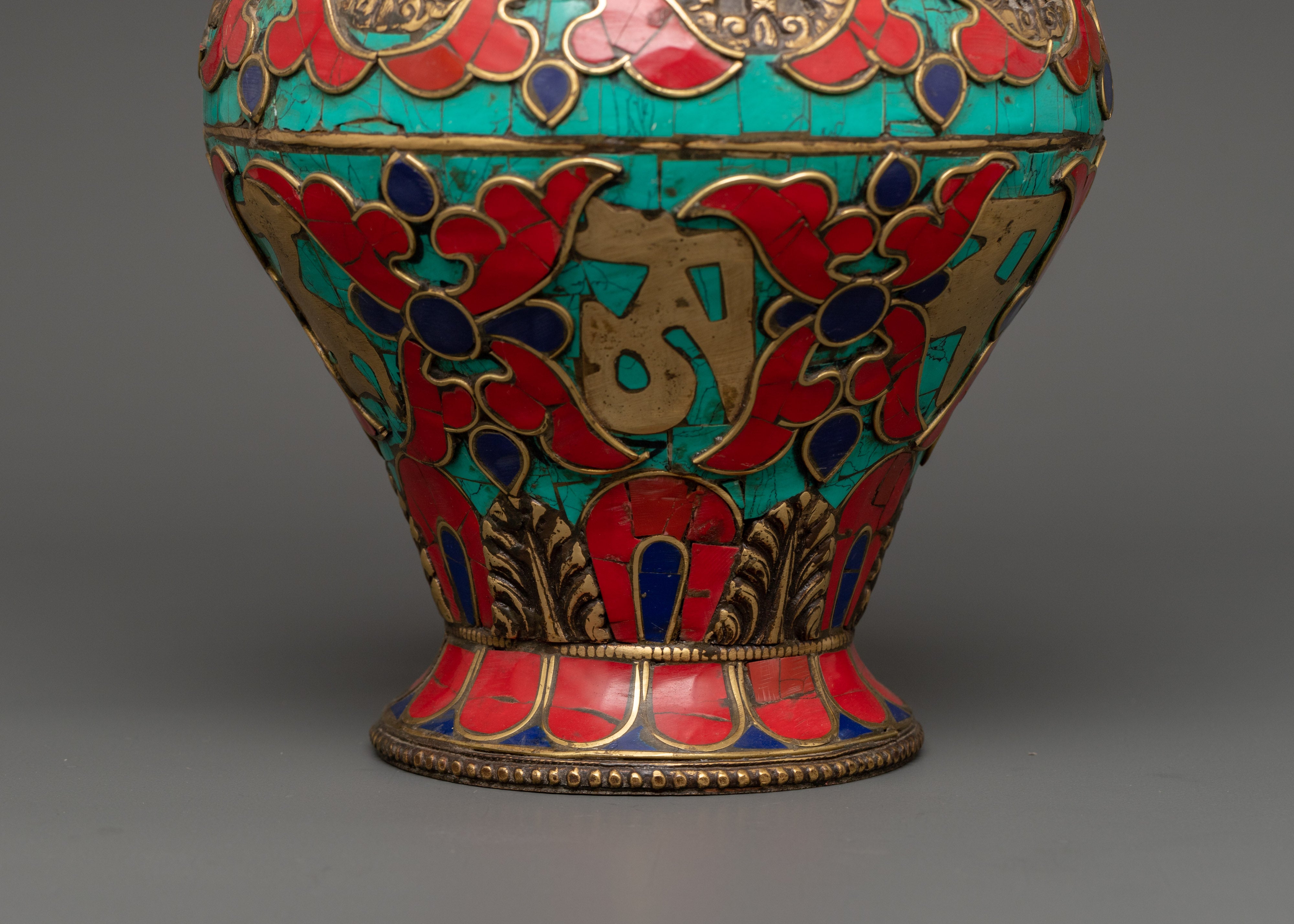 Decorative Gemstone Flower Vase | Sacred Tibetan Kalachakra Ritual Decor