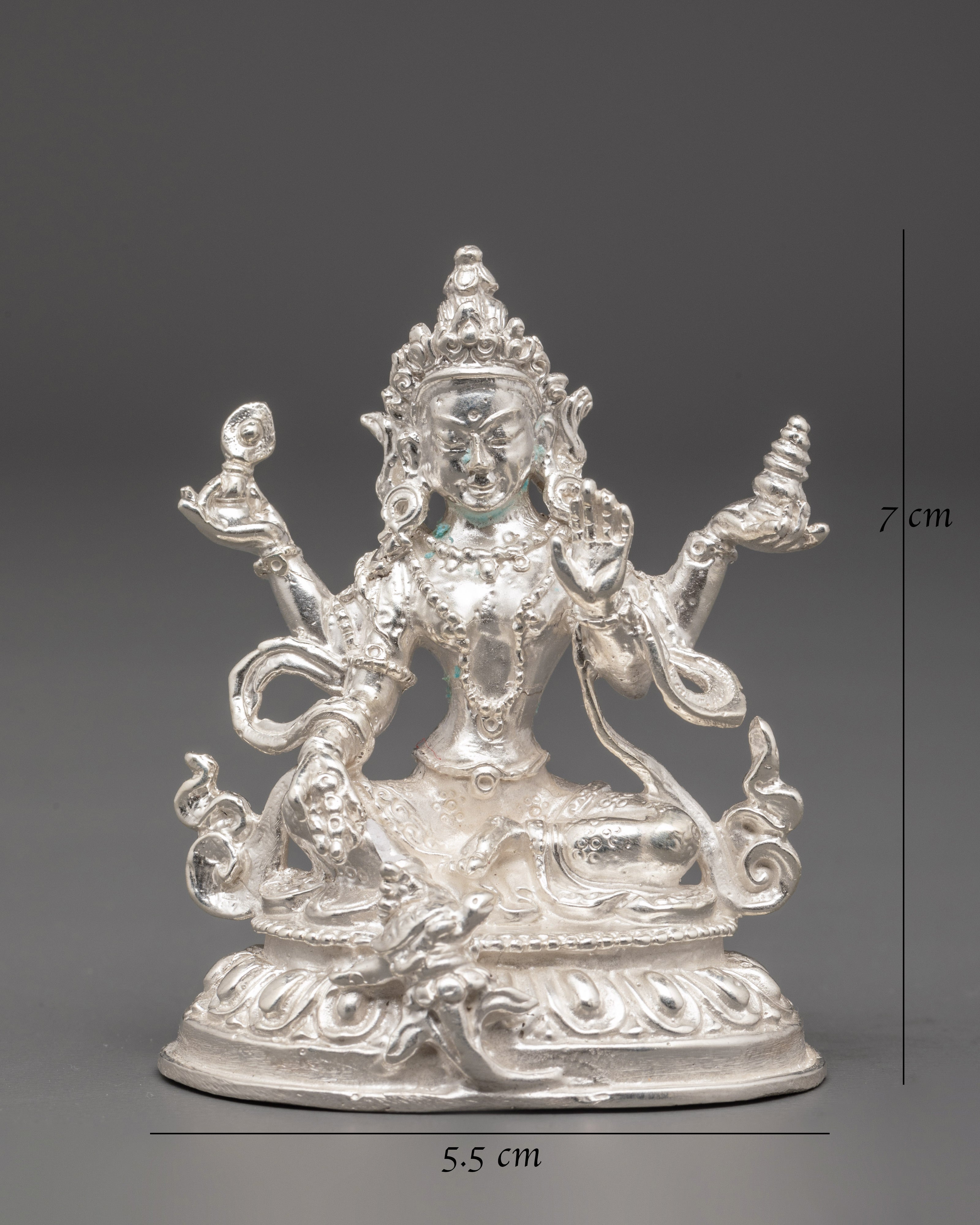 Handcrafted 98% Silver Lakshmi Idol | Spiritual Hindu Altar Statue
