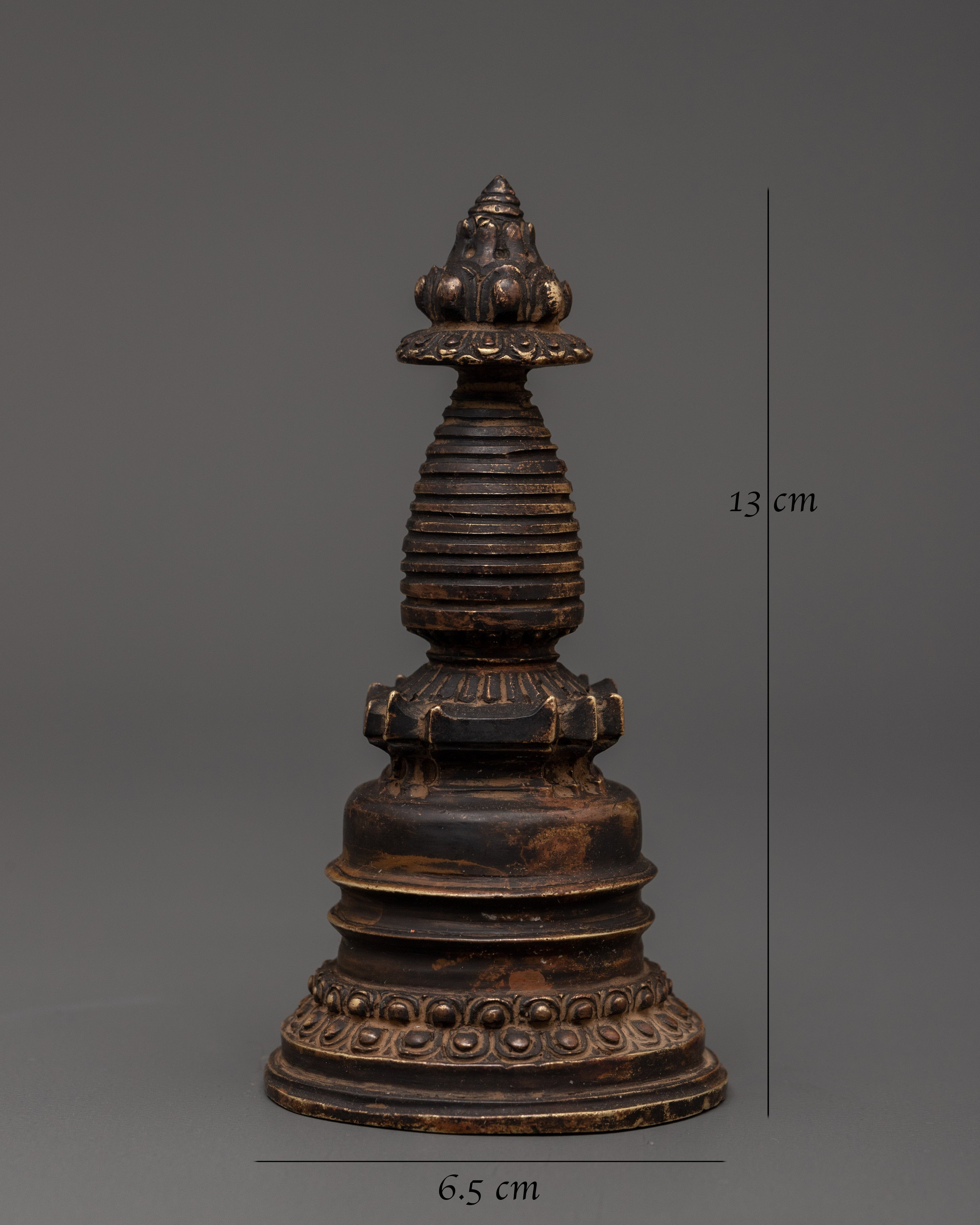 Tibetan Stupa with Antique Finish | Buddhist Sacred Sculpture