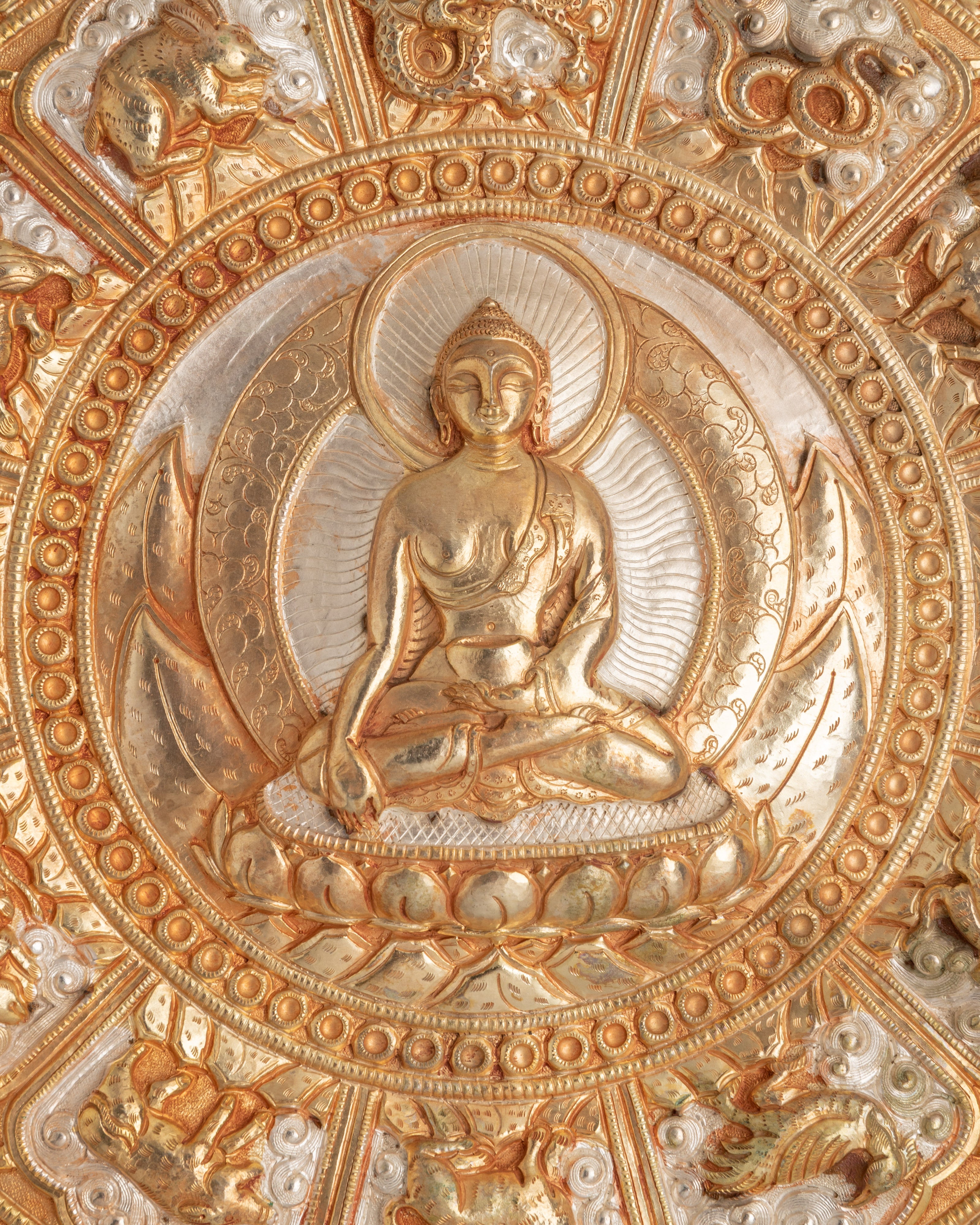 Buddha with 12 Zodiac Animals Wall hanging | Buddhist Himalayan Art for Sacred Space